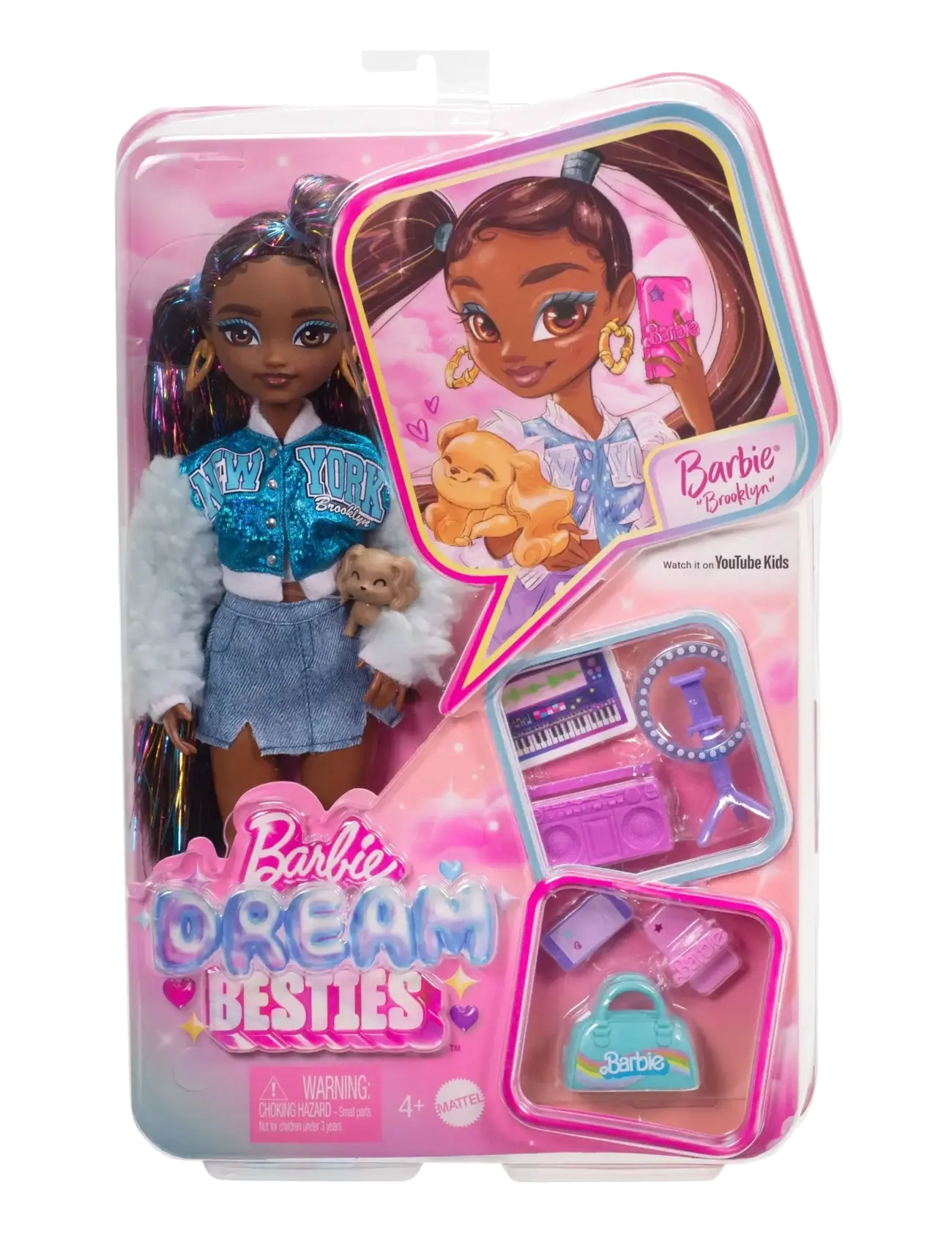 Barbie - Dream Besties “Brooklyn” Fashion Doll with 8 Video & Music Themed Accessories - puppen - multicolor - 5