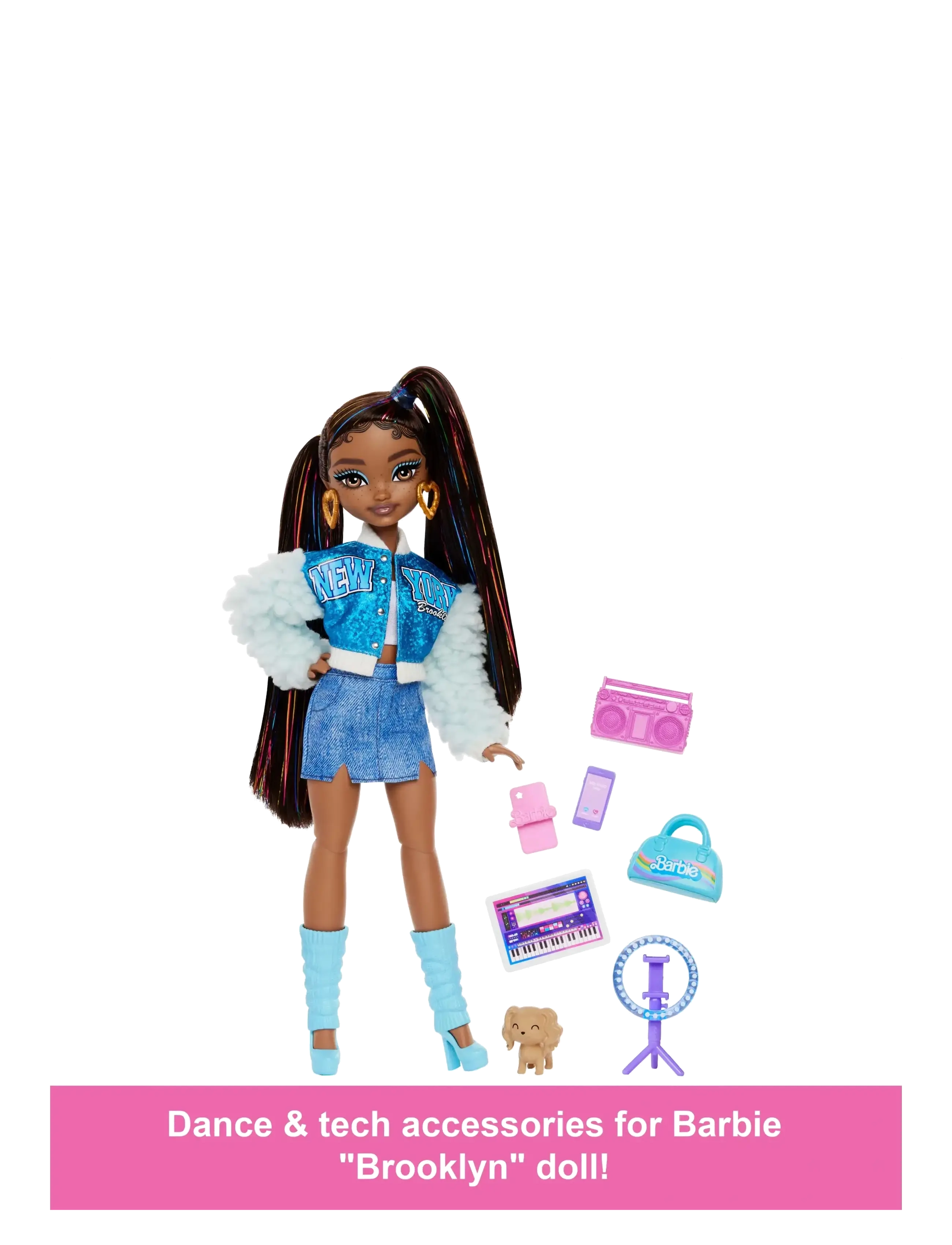 Barbie - Dream Besties “Brooklyn” Fashion Doll with 8 Video & Music Themed Accessories - laveste priser - multicolor - 5
