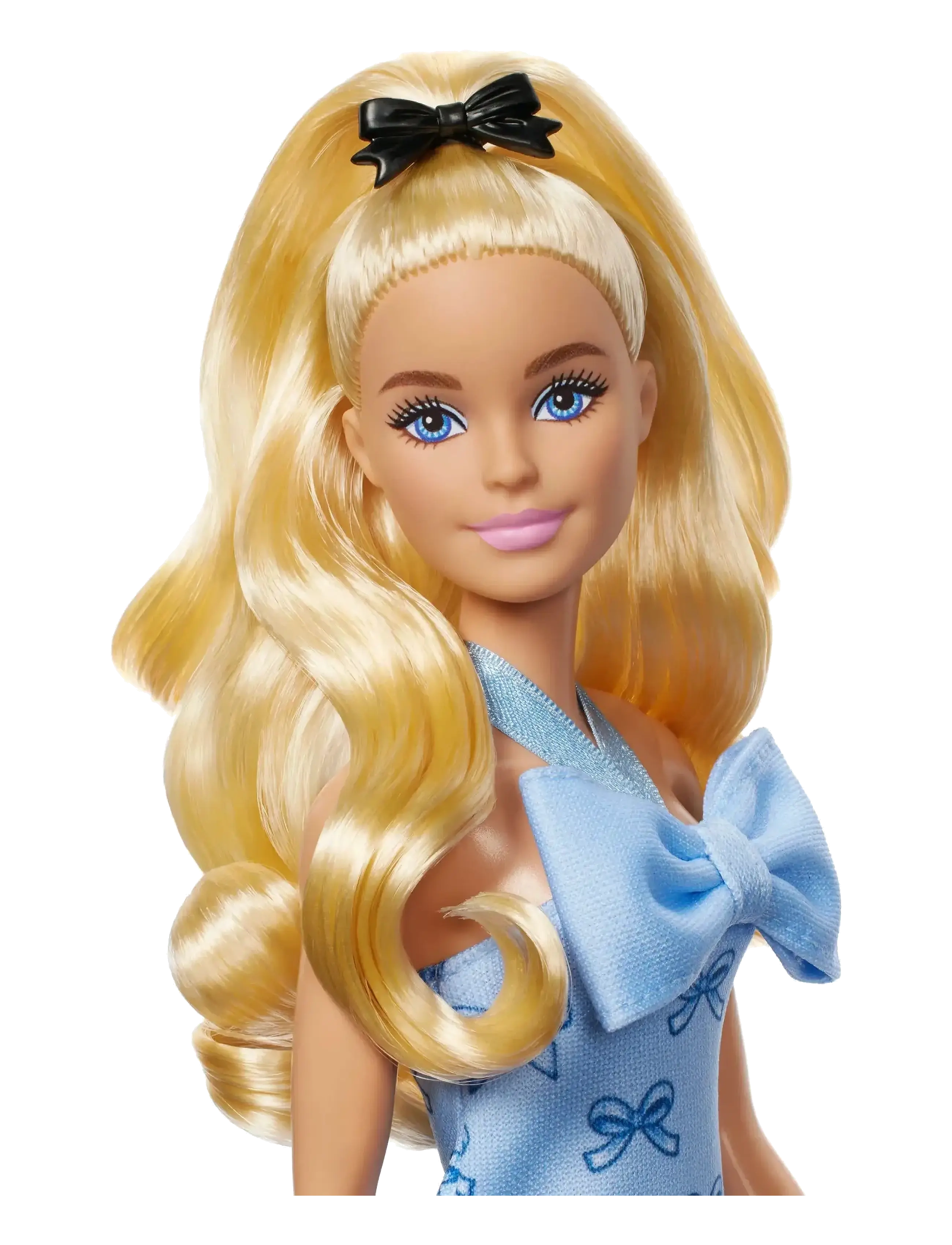 Barbie - Fashionistas Doll #237 in Blue Bow Halter Dress, Blonde Ponytail with Bow Accessory - lalki - multi color - 1