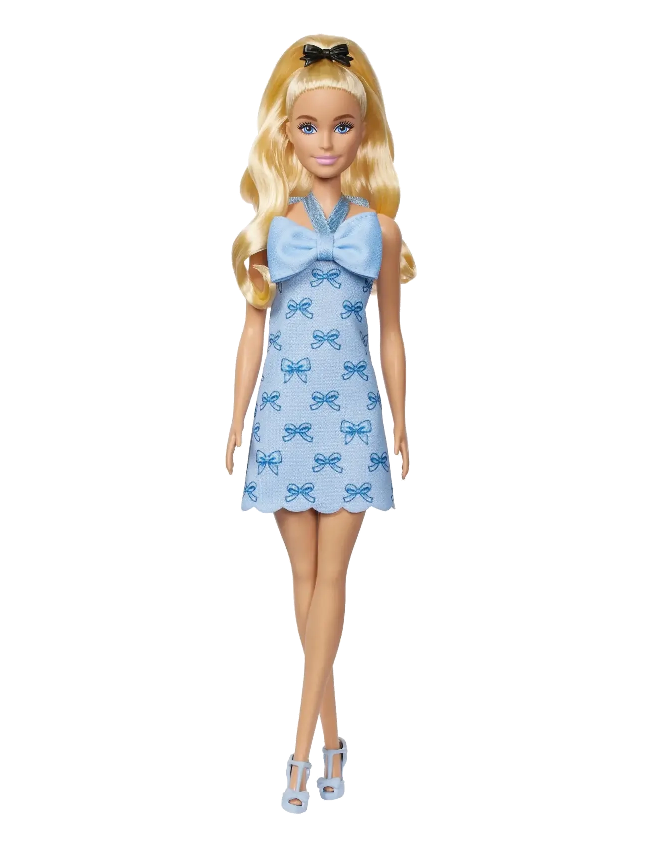 Barbie - Fashionistas Doll #237 in Blue Bow Halter Dress, Blonde Ponytail with Bow Accessory - lalki - multi color - 3