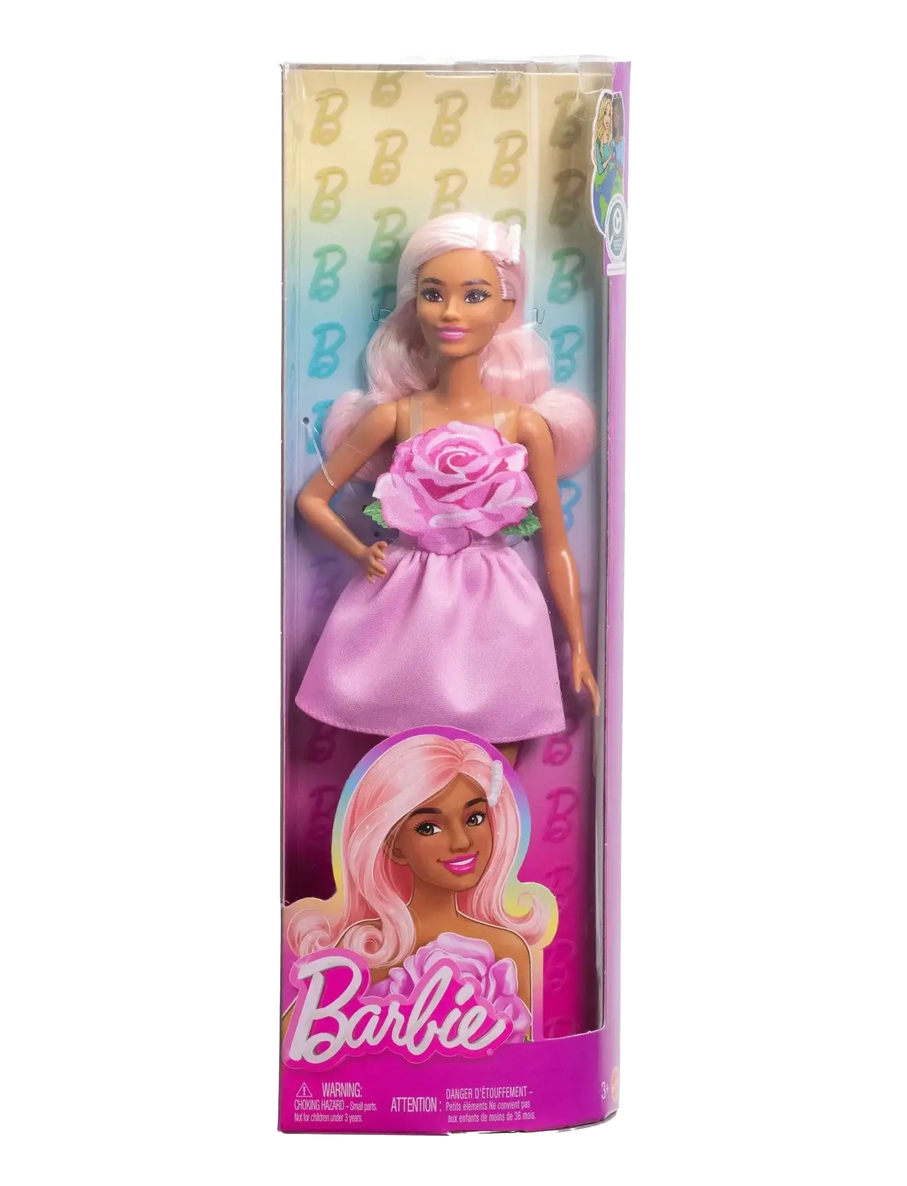 Barbie - Fashionistas Doll #238 in Strapless Rose Dress, Pink Hair with Barrette Accessory - dúkkur - multi color - 4