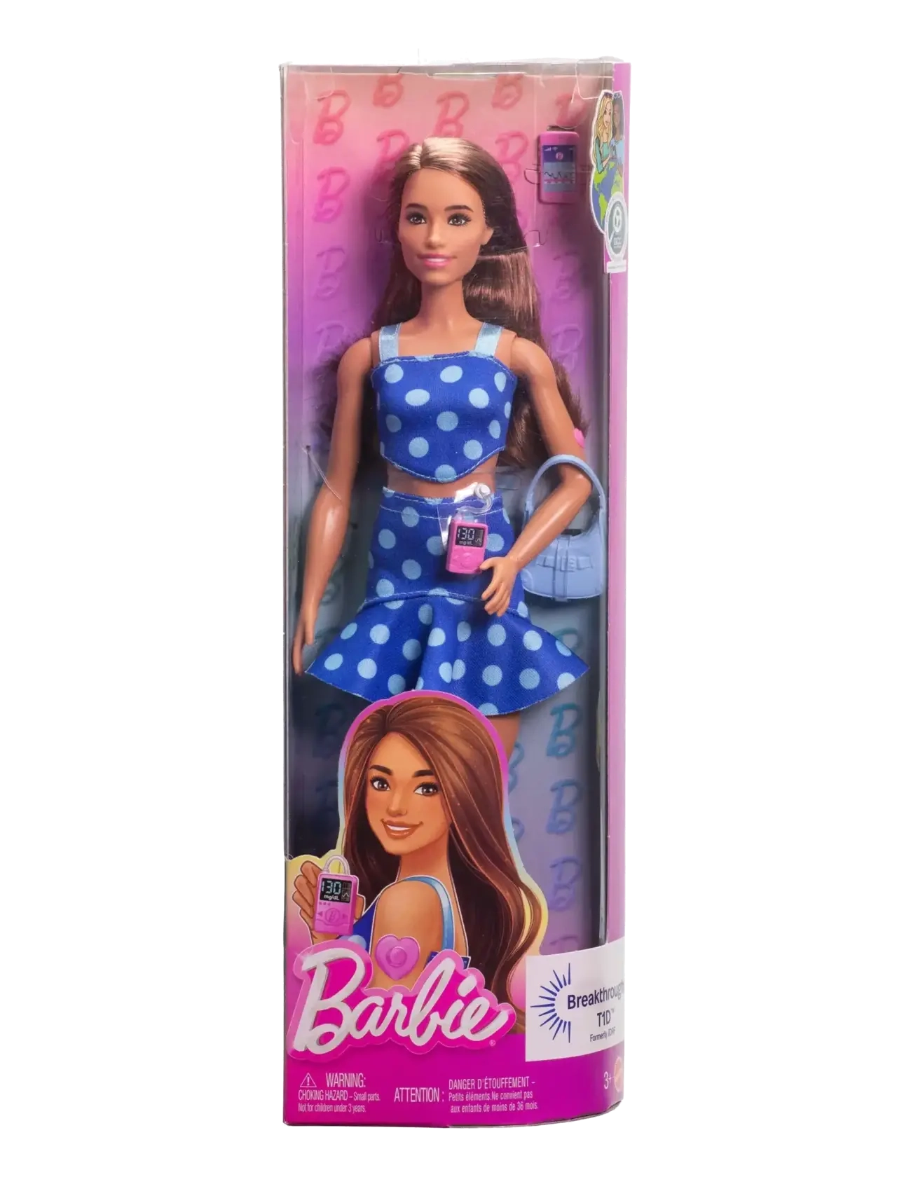 Barbie - Fashionistas Doll #242 Doll with Type 1 Diabetes in Polka Dot Outfit with Accessories - nuket - multi color - 4
