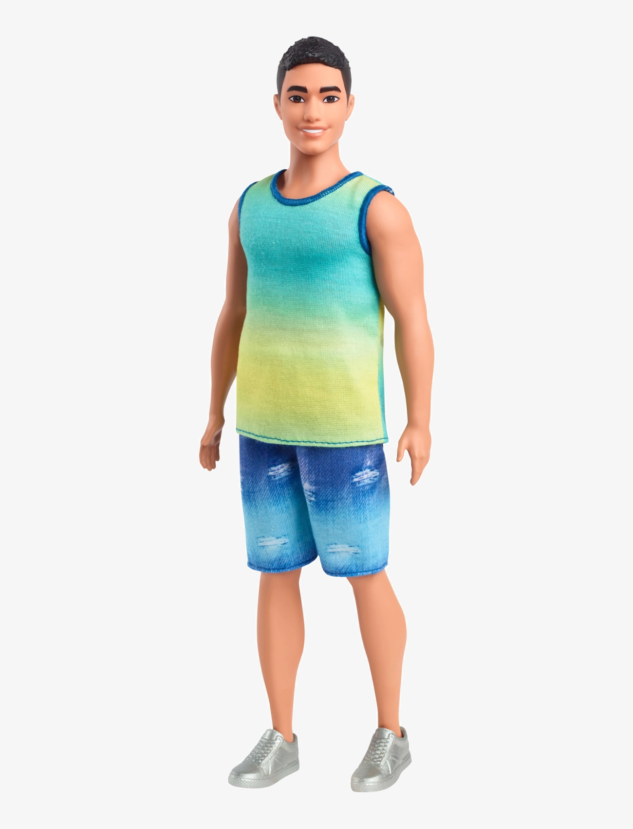 Barbie Fashionistas Ken Doll #236 In Ombre Tank And Jean Shorts, Black Hair, One Size, Multi/patterned, Dukker Og Tilbehør > Dukker, Børn