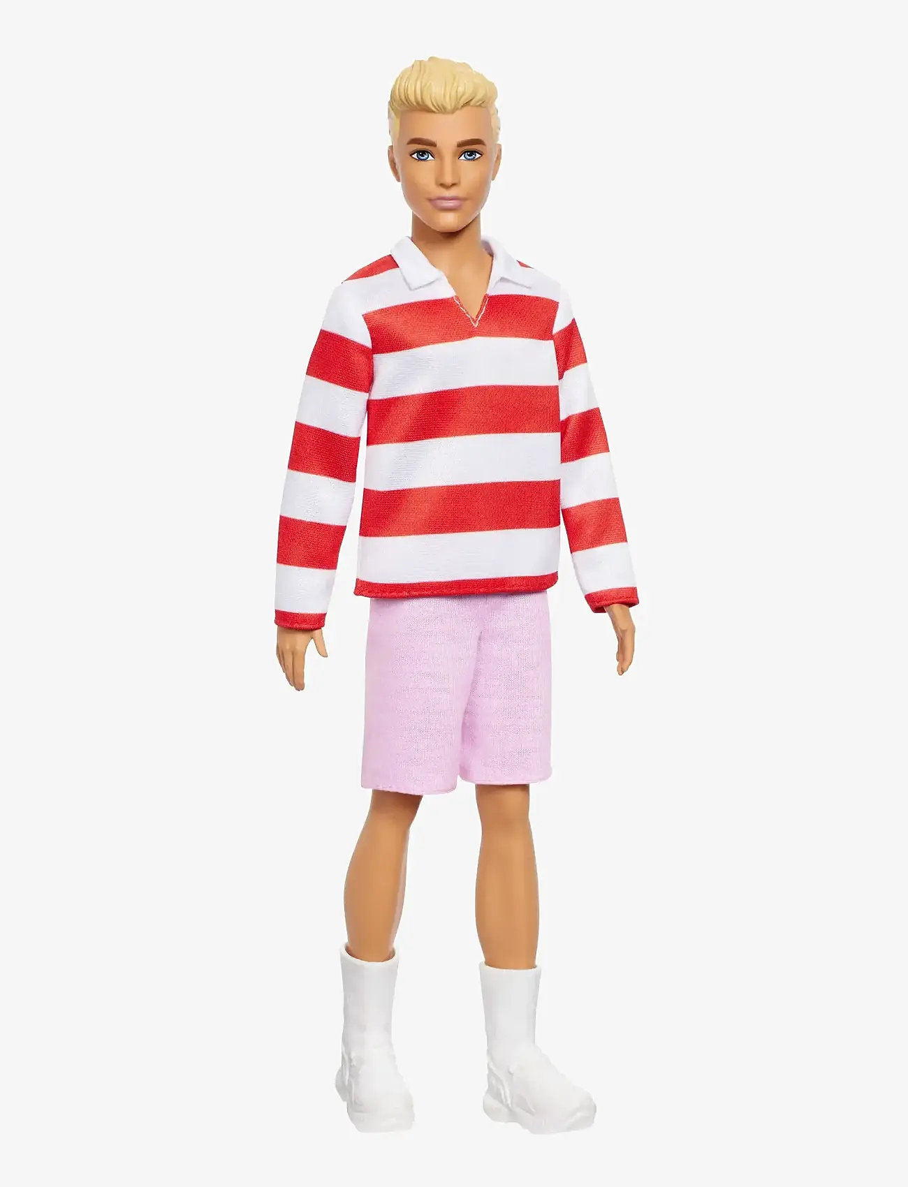 Barbie - Fashionistas Ken Doll #241 in Red Striped Top and Pink Shorts with White Sneakers, Blonde - dockor - multi color - 0