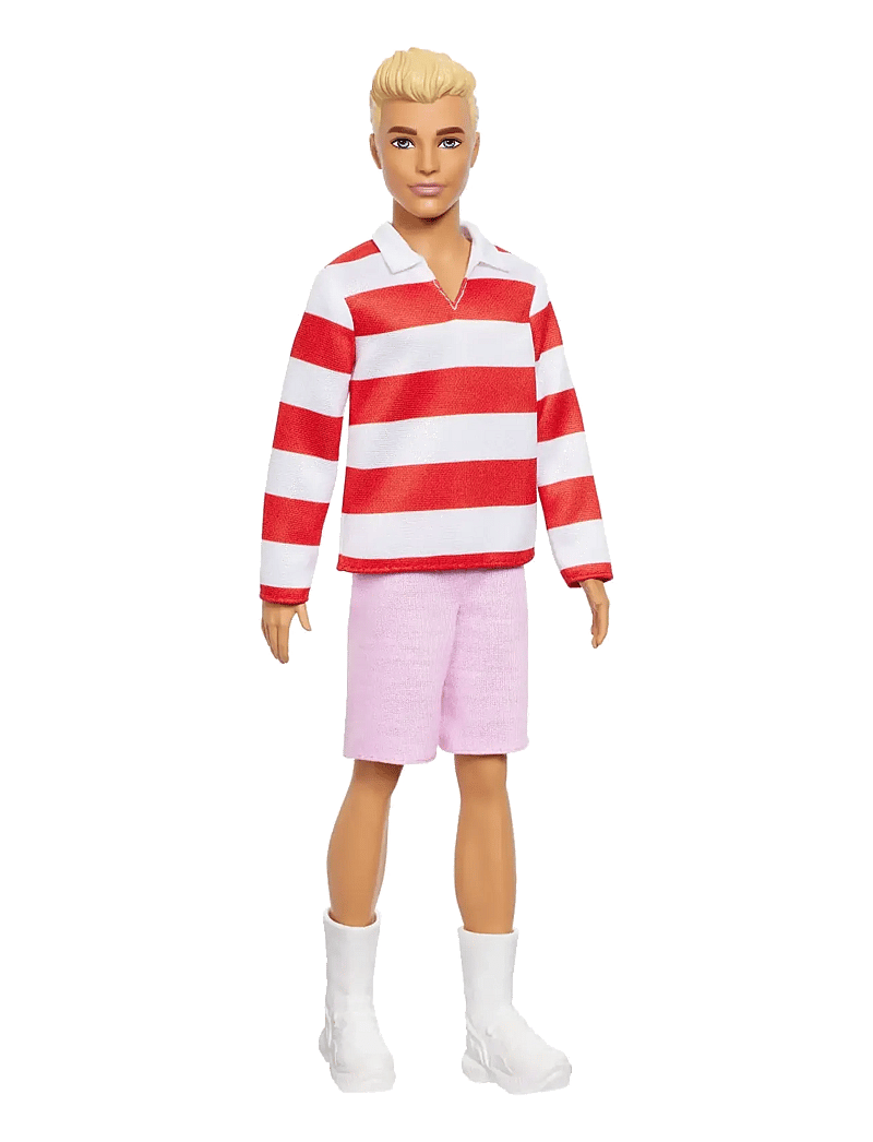 Barbie - Fashionistas Ken Doll #241 in Red Striped Top and Pink Shorts with White Sneakers, Blonde - puppen - multi color - 0