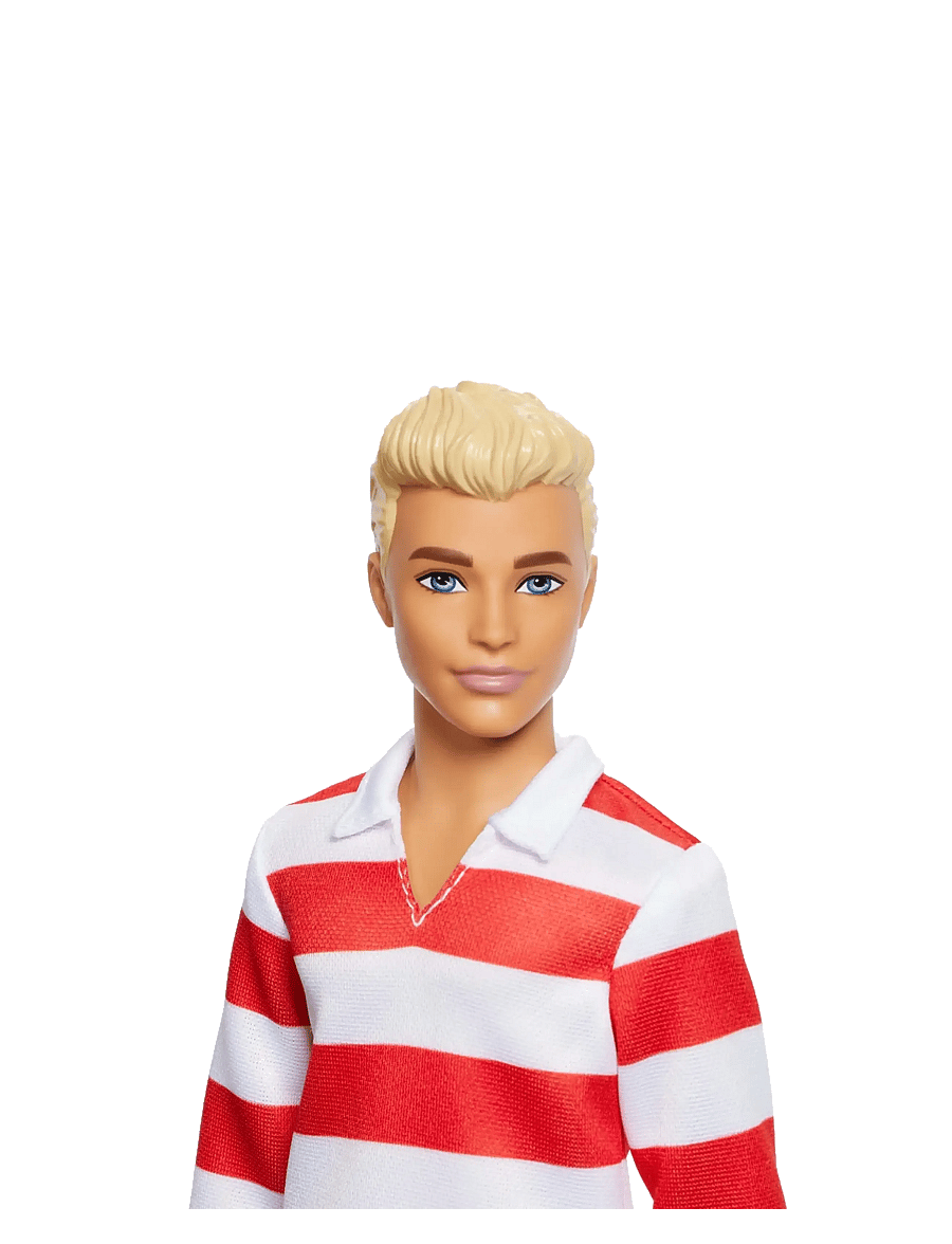 Barbie - Fashionistas Ken Doll #241 in Red Striped Top and Pink Shorts with White Sneakers, Blonde - poupées - multi color - 1