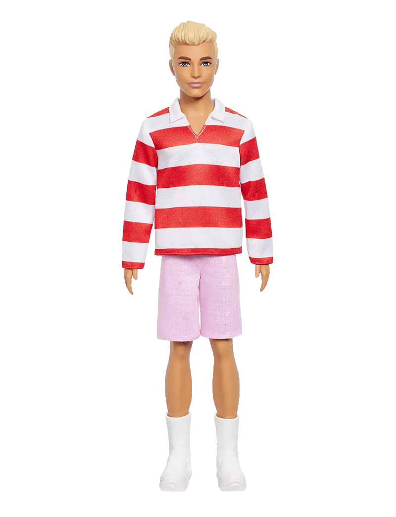 Barbie - Fashionistas Ken Doll #241 in Red Striped Top and Pink Shorts with White Sneakers, Blonde - puppen - multi color - 3