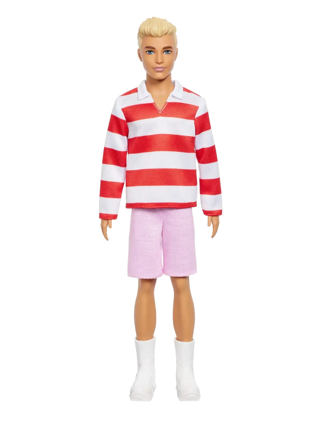 Barbie - Fashionistas Ken Doll #241 in Red Striped Top and Pink Shorts with White Sneakers, Blonde - poupées - multi color - 3