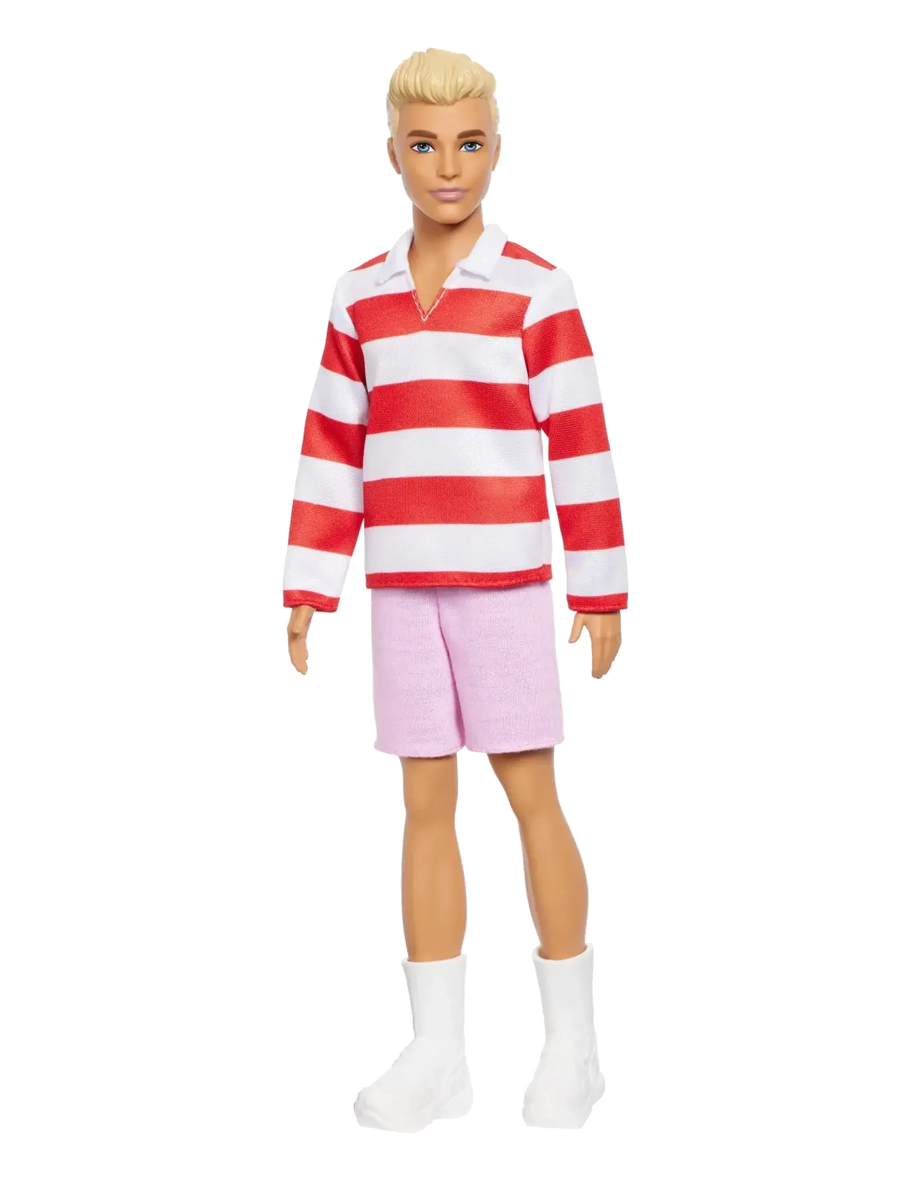 Barbie - Fashionistas Ken Doll #241 in Red Striped Top and Pink Shorts with White Sneakers, Blonde - poupées - multi color - 4