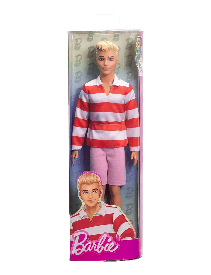 Barbie - Fashionistas Ken Doll #241 in Red Striped Top and Pink Shorts with White Sneakers, Blonde - puppen - multi color - 5