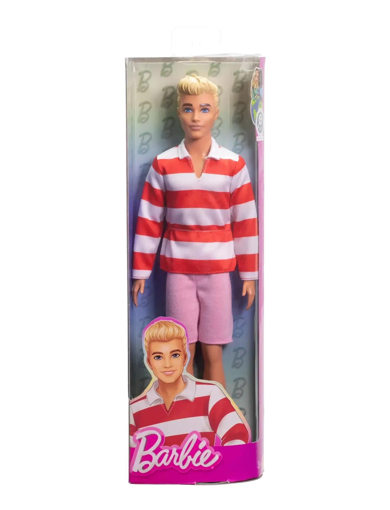 Barbie - Fashionistas Ken Doll #241 in Red Striped Top and Pink Shorts with White Sneakers, Blonde - poupées - multi color - 5