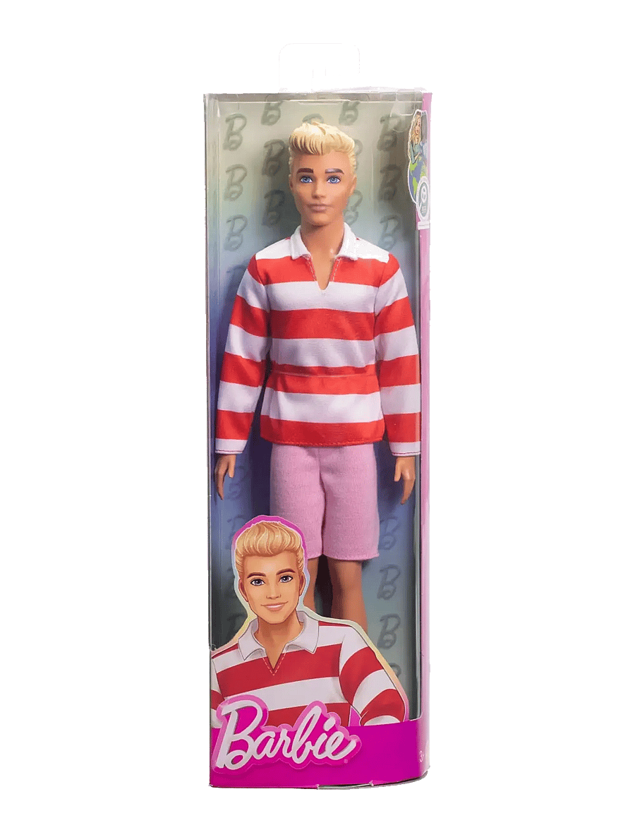 Barbie - Fashionistas Ken Doll #241 in Red Striped Top and Pink Shorts with White Sneakers, Blonde - poupées - multi color - 5