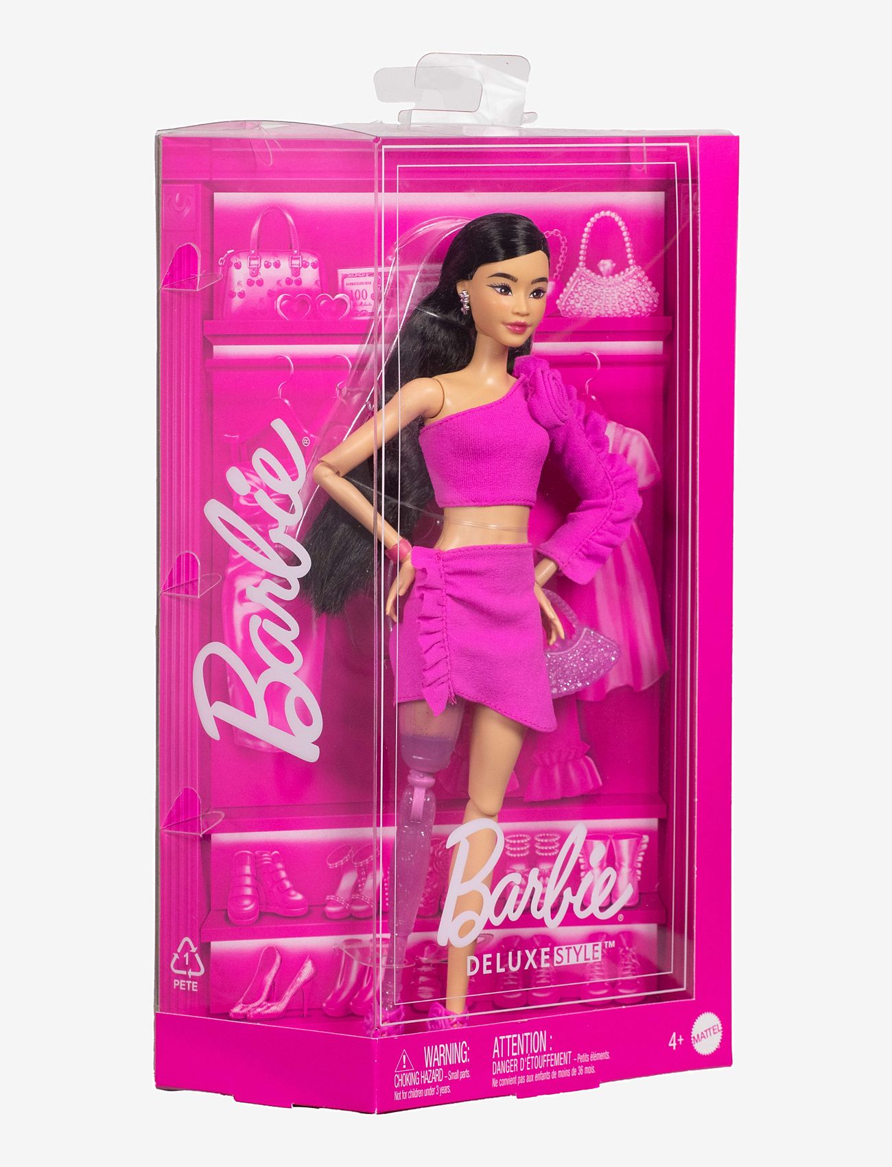 Barbie - Deluxe Style #2 Doll in Pink core Top and Skirt Set, Black Hair & Prosthetic Leg - dolls - multi color - 3
