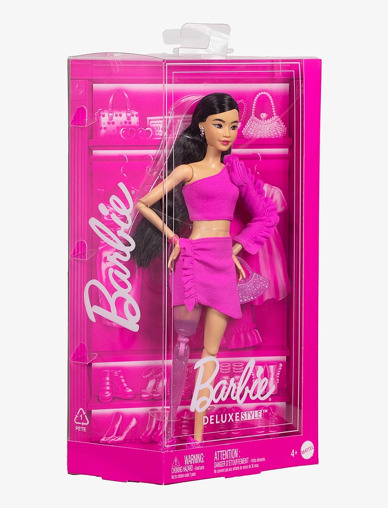 Barbie - Deluxe Style #2 Doll in Pink core Top and Skirt Set, Black Hair & Prosthetic Leg - puppen - multi color - 3