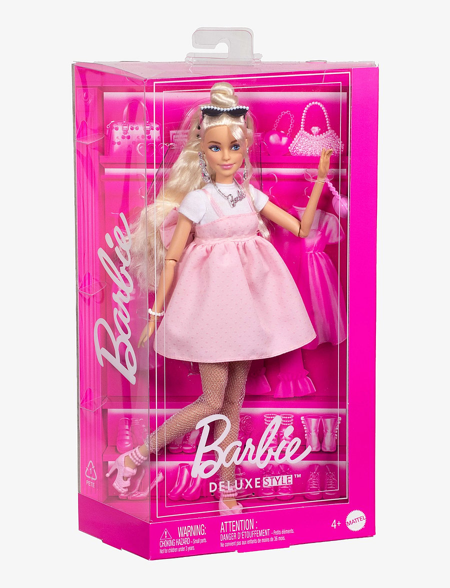 Barbie - Deluxe Style Doll #3 in Pastel Pink core Dress with Oversized Bow, Blond Hair - puppen - multi color - 5