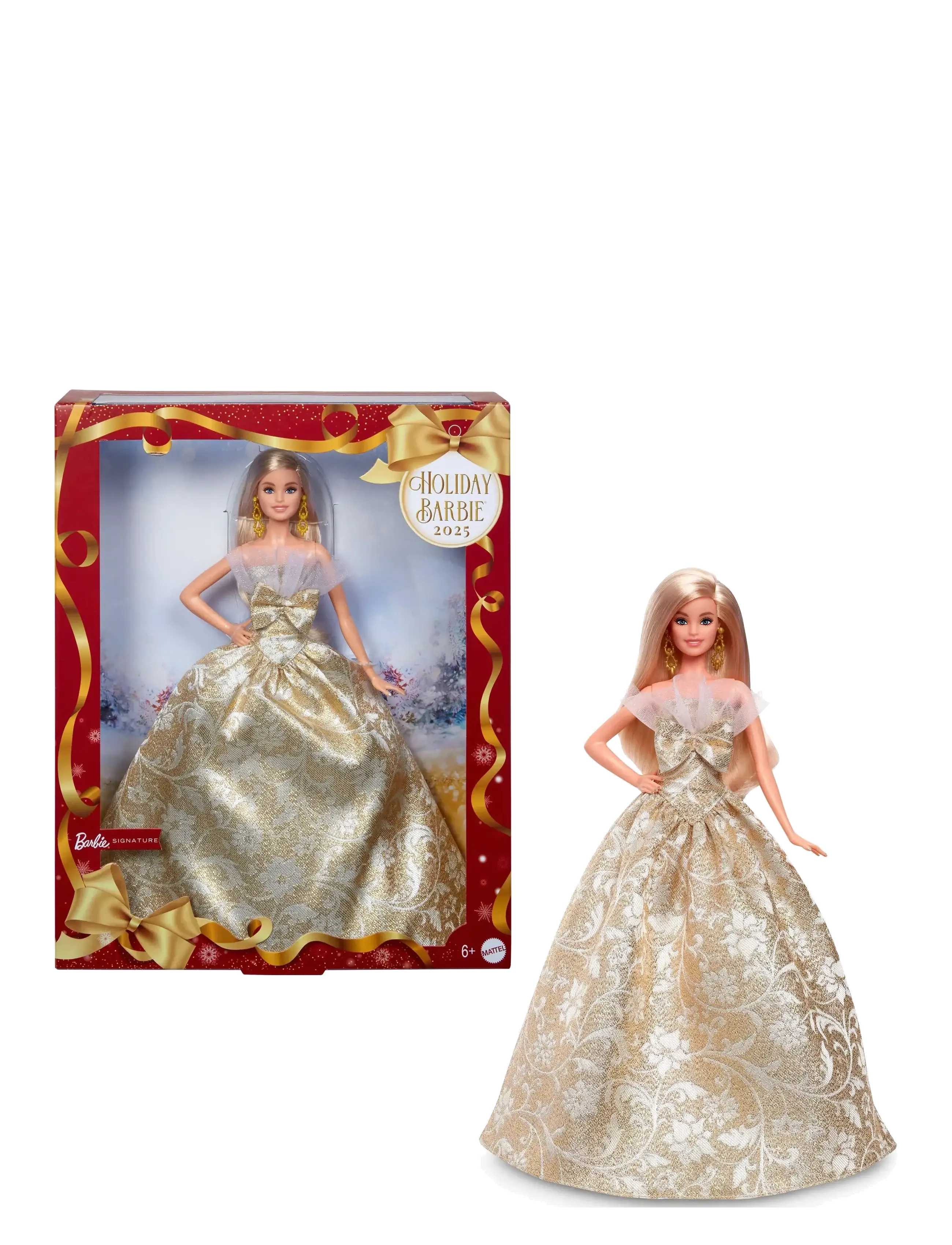 Barbie Signature 2025 Holiday Fashion Doll, Seasonal Collector, Blonde With Silver & Gold Gown, Børn, Dolls, Multi/mønstret, Str: ONE SIZE