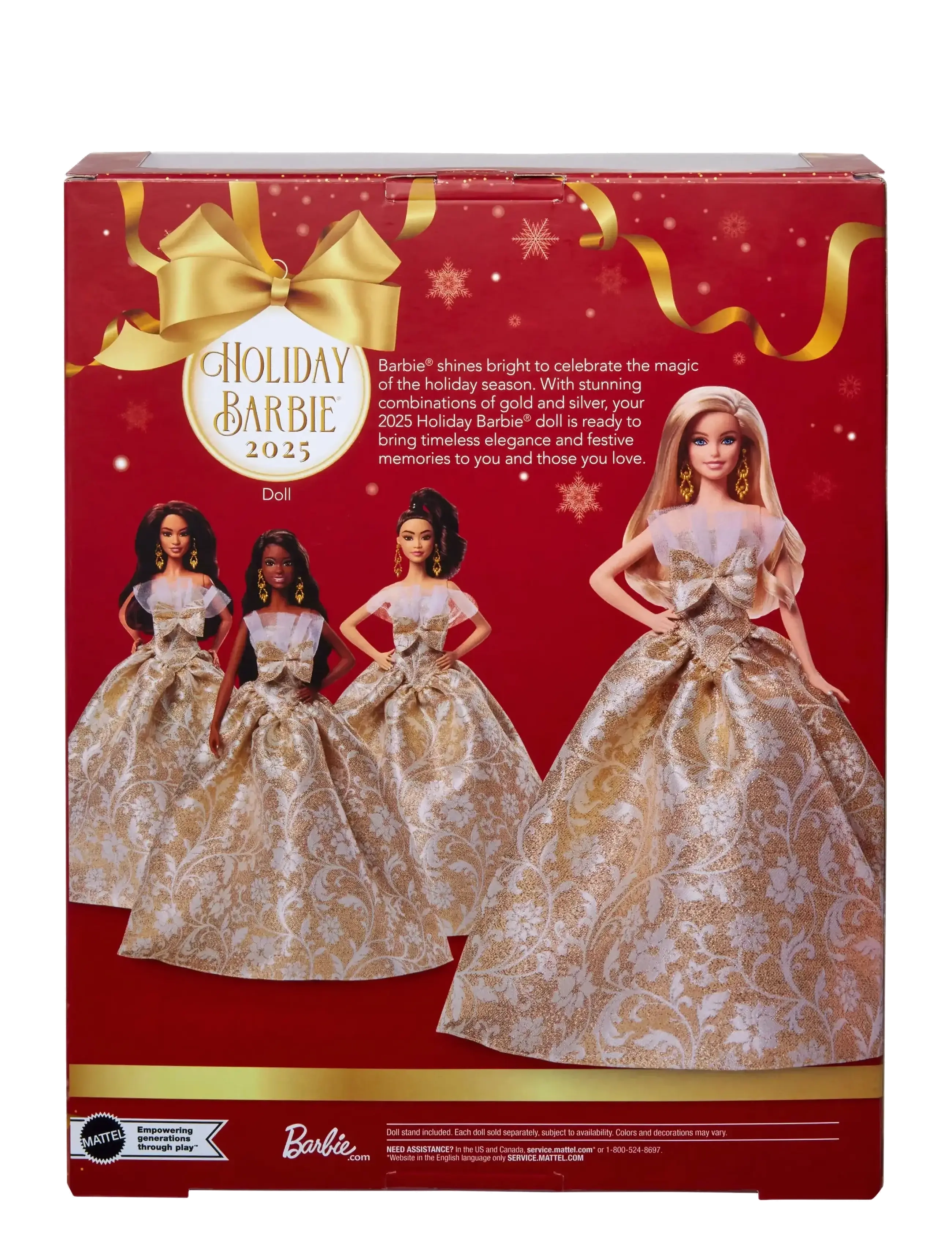 Barbie - Signature 2025 Holiday Fashion Doll, Seasonal Collector, Blonde with Silver & Gold Gown - dúkkur - multi color - 2