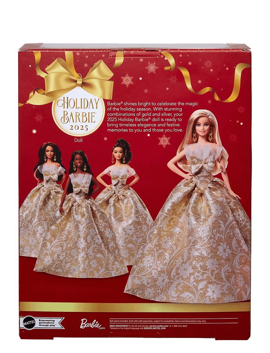 Barbie - Signature 2025 Holiday Fashion Doll, Seasonal Collector, Blonde with Silver & Gold Gown - dúkkur - multi color - 2