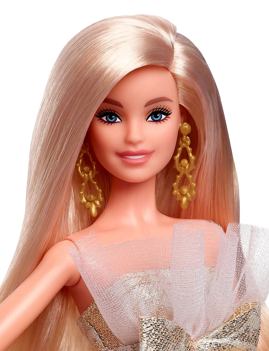 Barbie - Signature 2025 Holiday Fashion Doll, Seasonal Collector, Blonde with Silver & Gold Gown - dúkkur - multi color - 5