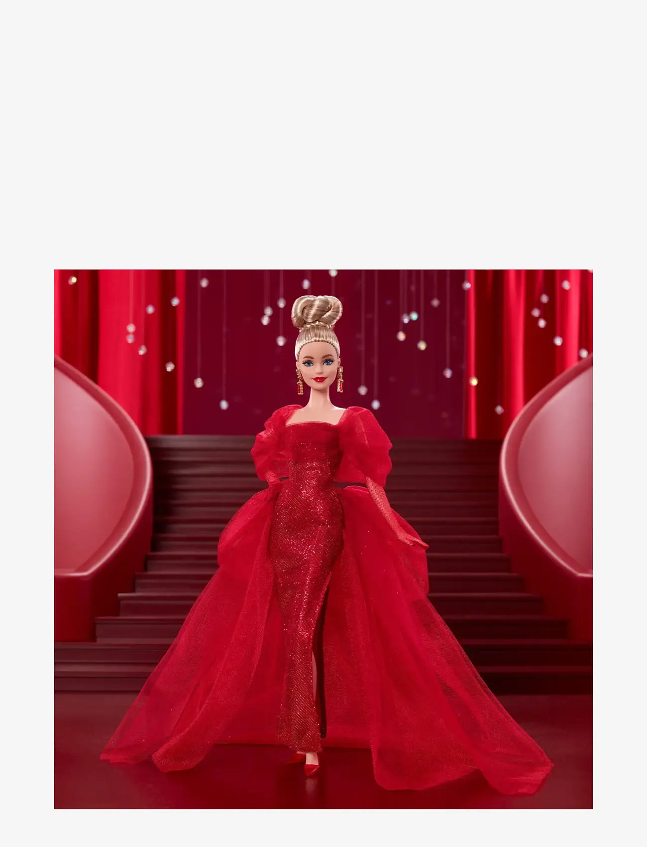 Barbie - Signature Collectible Doll for Mattel 80th Anniversary, Glittery Red Tulle Gown, Blonde Hair - nuket - multi color - 1