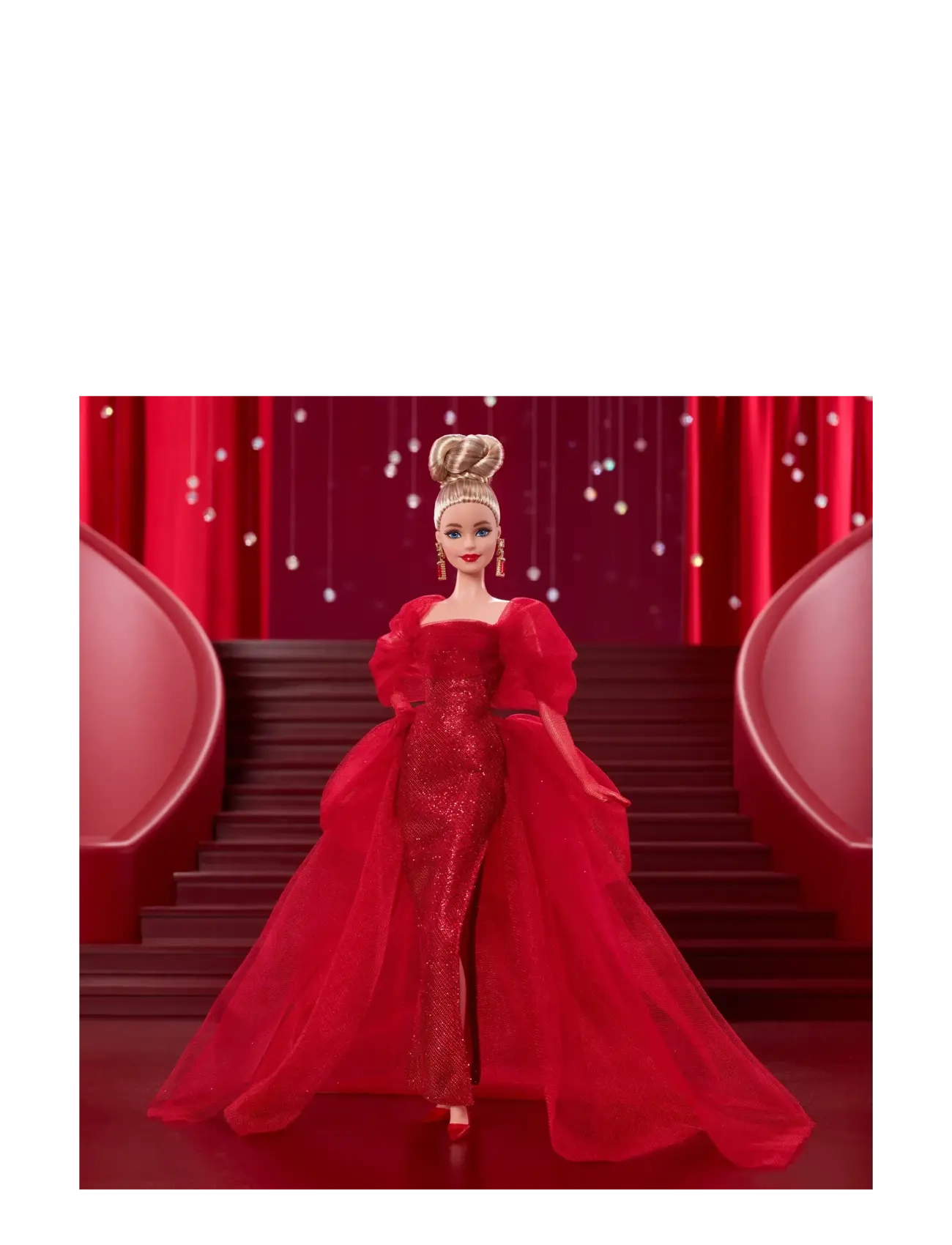 Barbie - Signature Collectible Doll for Mattel 80th Anniversary, Glittery Red Tulle Gown, Blonde Hair - dúkkur - multi color - 1