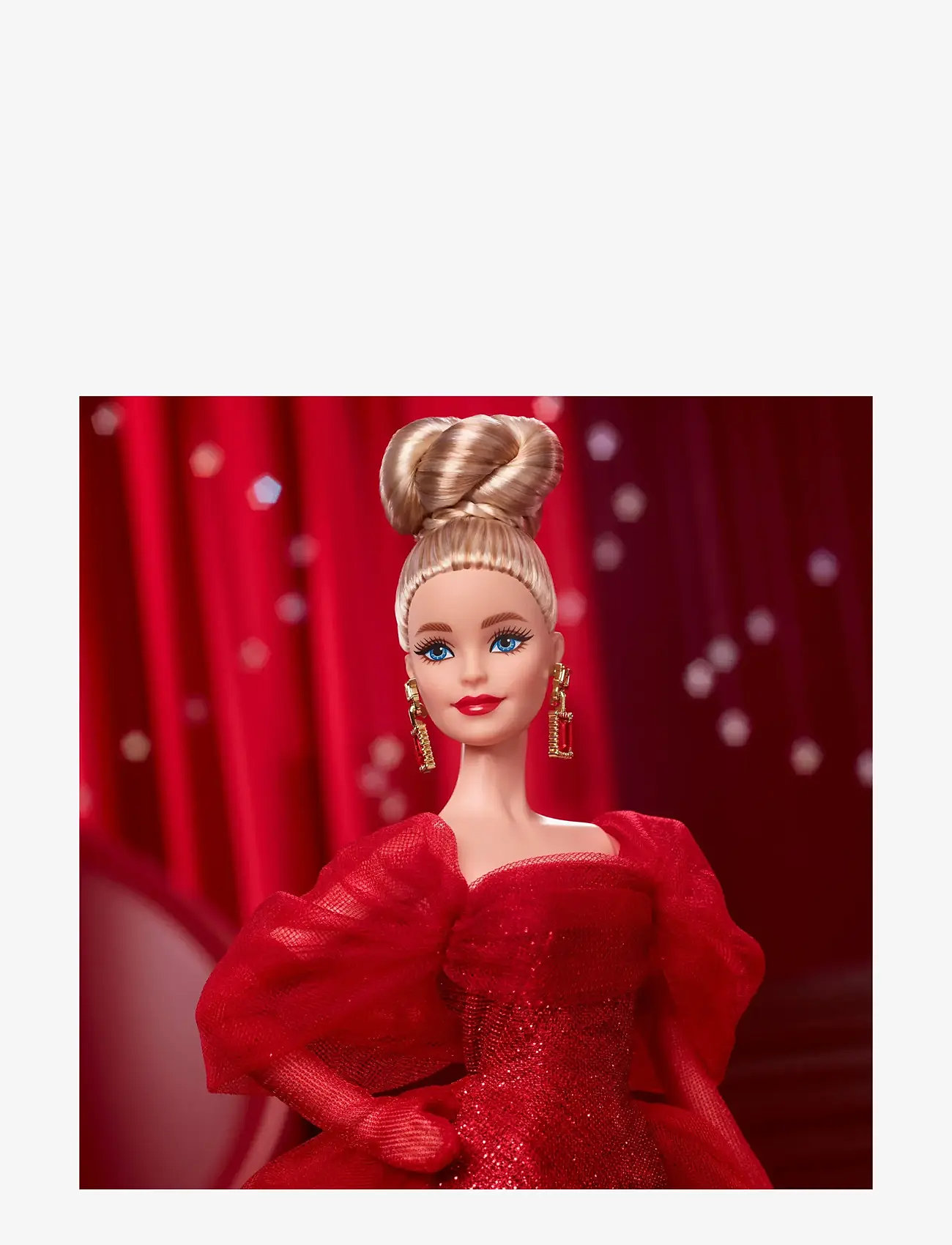 Barbie - Signature Collectible Doll for Mattel 80th Anniversary, Glittery Red Tulle Gown, Blonde Hair - nuket - multi color - 2