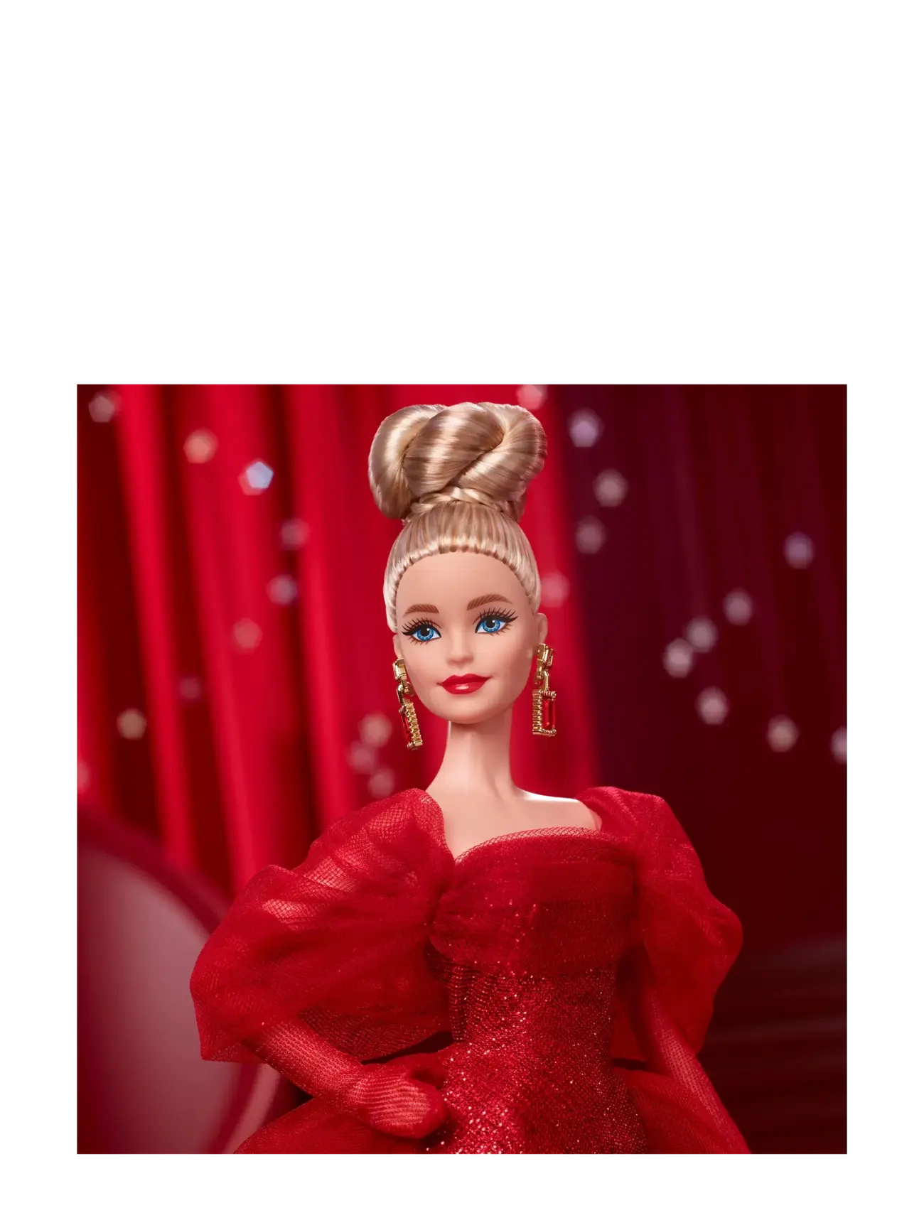 Barbie - Signature Collectible Doll for Mattel 80th Anniversary, Glittery Red Tulle Gown, Blonde Hair - dúkkur - multi color - 2