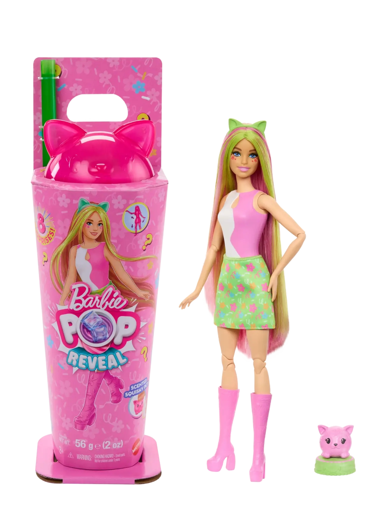 BARBIE Pop Reveal Shakes Series Doll & Accessoires Set, Scented Cute Kitten Fashion Doll Patterned - One Size - Kinder
