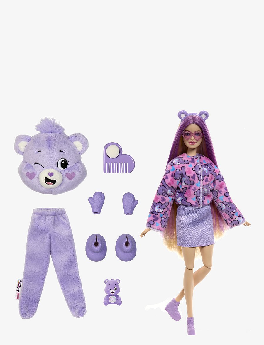 Barbie - Cutie Reveal Care Bears Series Doll & Accessories in Share Bear Plush Costume, 10 Surprises - multi color - 1