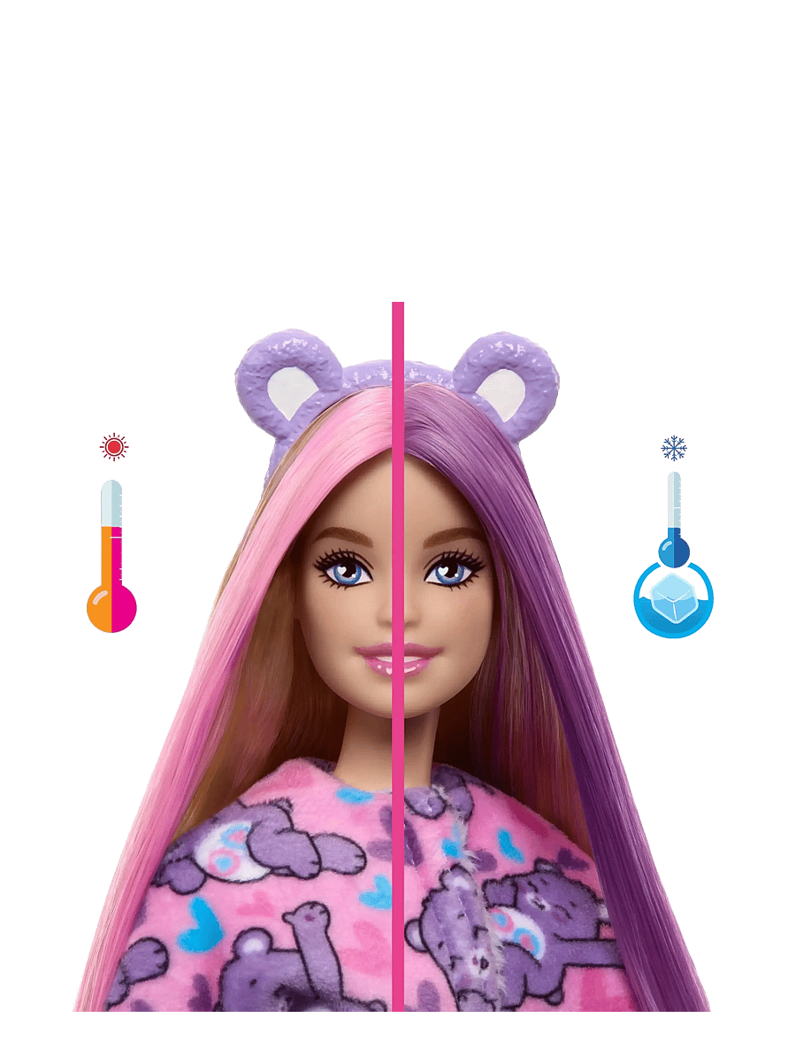Barbie - Cutie Reveal Care Bears Series Doll & Accessories in Share Bear Plush Costume, 10 Surprises - multi color - 2
