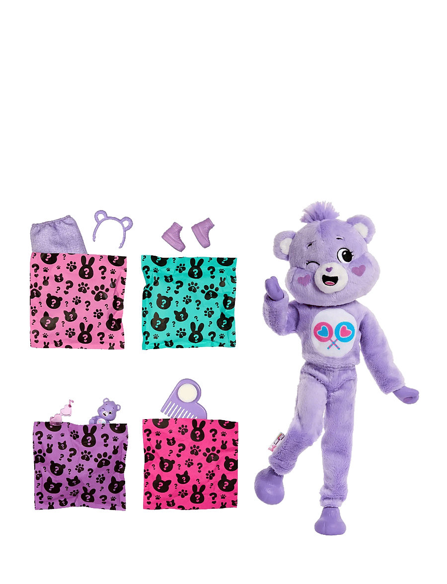 Barbie - Cutie Reveal Care Bears Series Doll & Accessories in Share Bear Plush Costume, 10 Surprises - multi color - 3