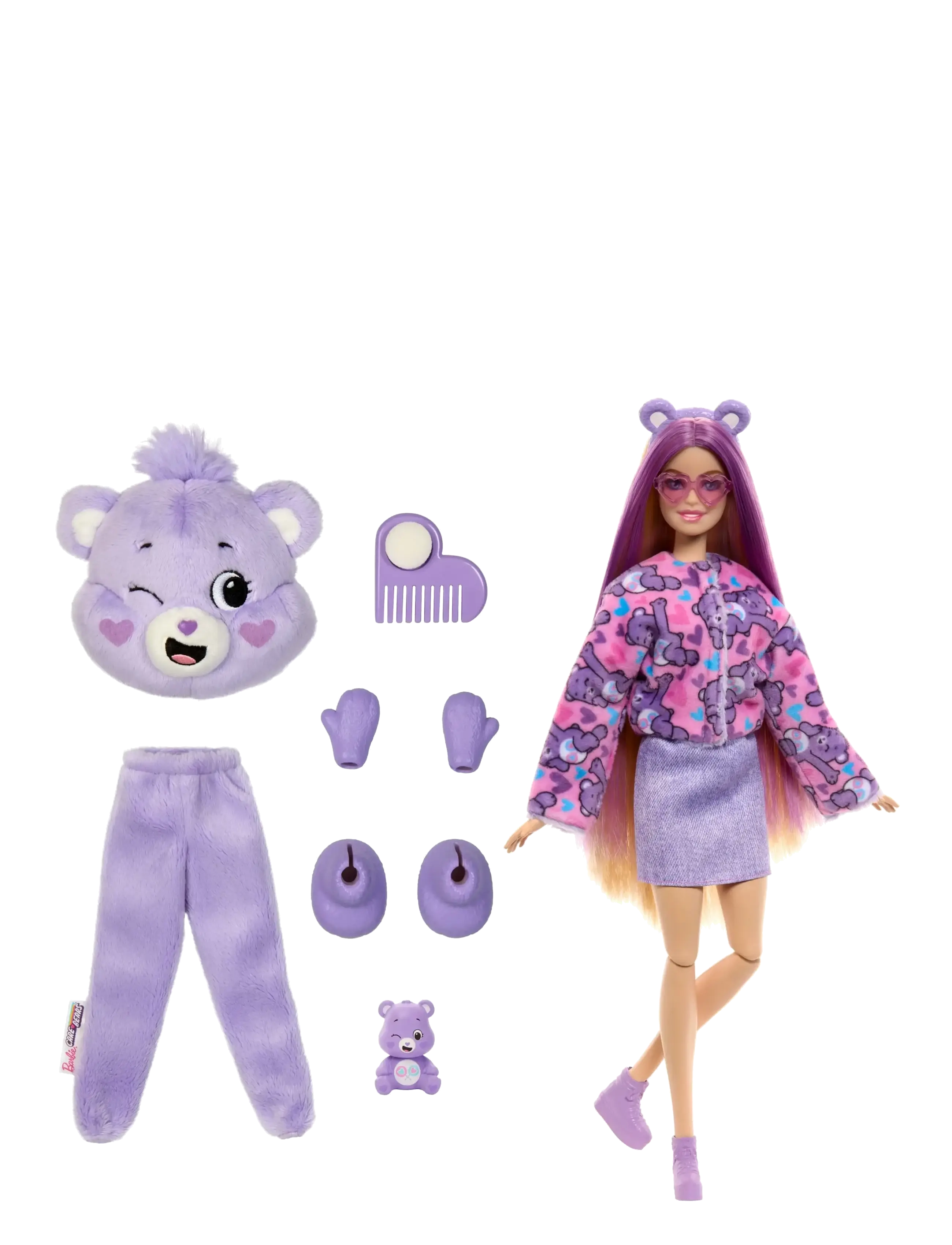 Barbie - Cutie Reveal Care Bears Series Doll & Accessories in Share Bear Plush Costume, 10 Surprises - multi color - 5