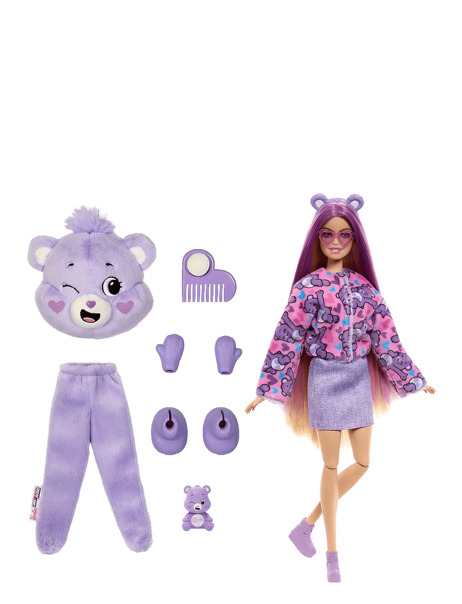 Barbie - Cutie Reveal Care Bears Series Doll & Accessories in Share Bear Plush Costume, 10 Surprises - multi color - 5