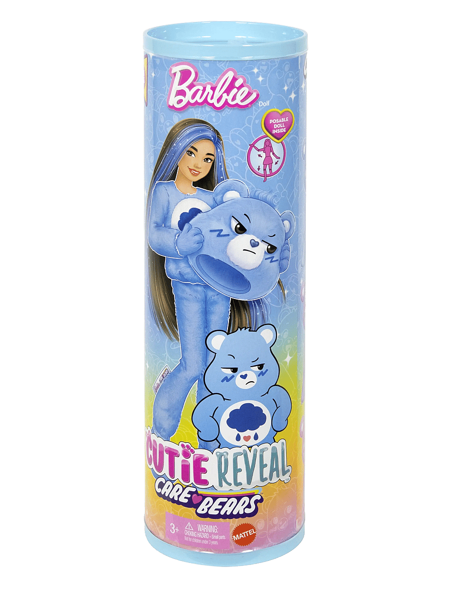 Barbie - Cutie Reveal Care Bears Series Doll & Accessories in Grumpy Bear Plush Costume, 10 Surprises - multi color - 1