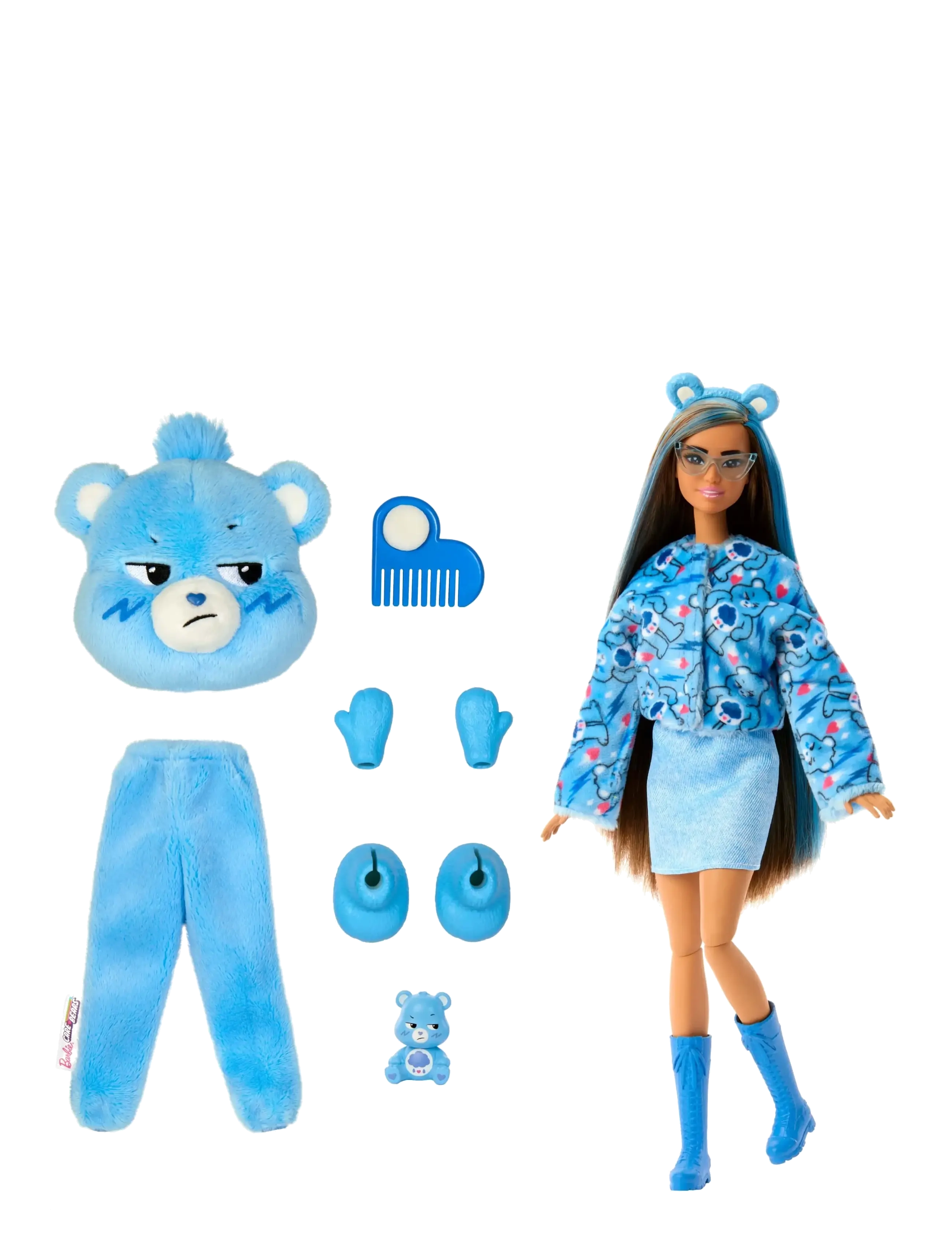 Barbie - Cutie Reveal Care Bears Series Doll & Accessories in Grumpy Bear Plush Costume, 10 Surprises - multi color - 5