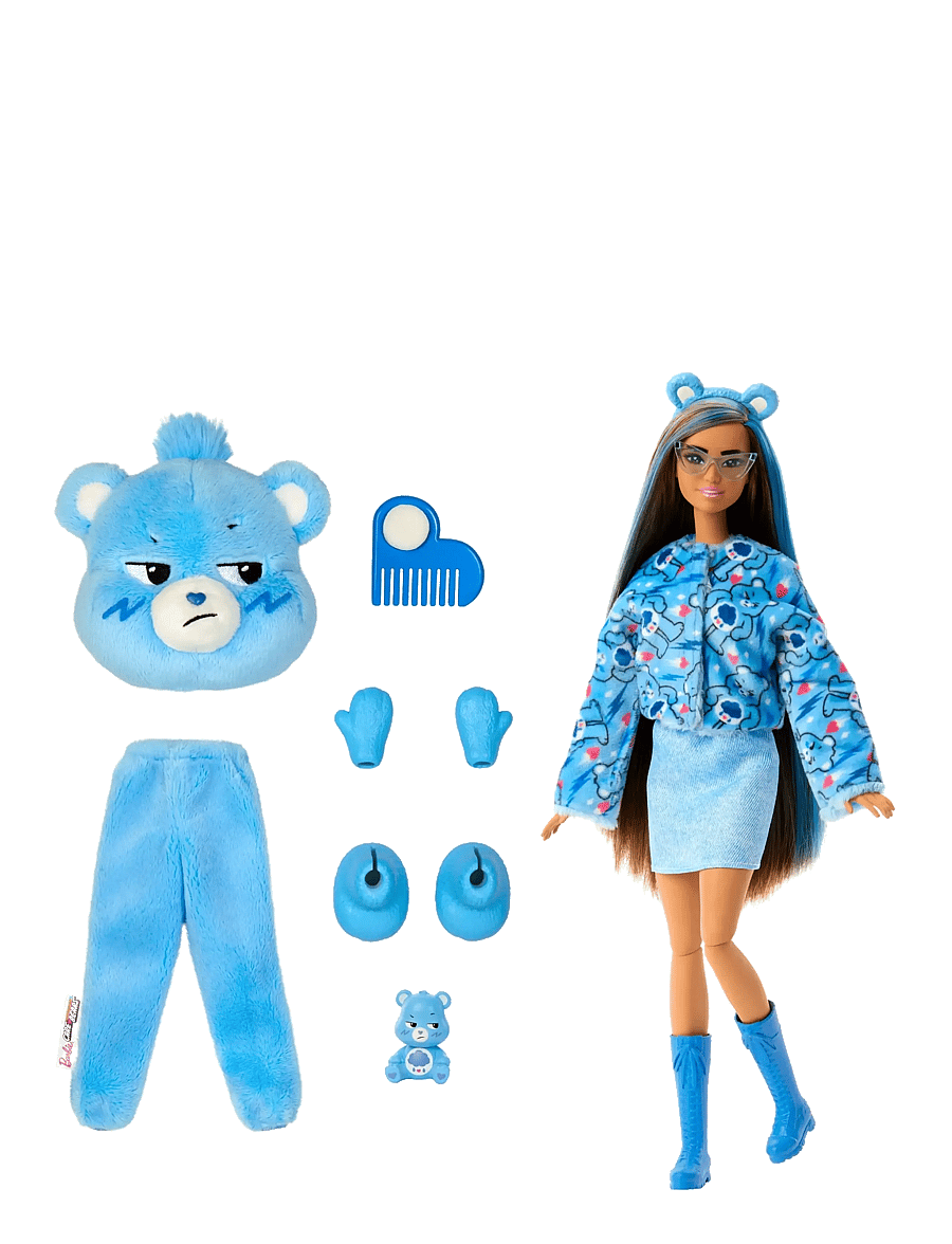 Barbie - Cutie Reveal Care Bears Series Doll & Accessories in Grumpy Bear Plush Costume, 10 Surprises - multi color - 5