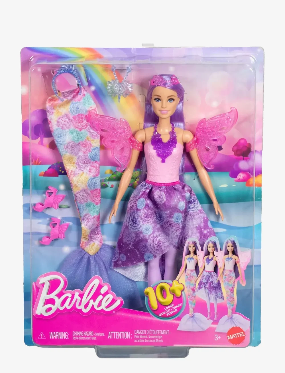 Barbie - Doll Fantasy Fashion Pack with Accessories Including Mermaid Tail, Fairy Wings, & Necklaces - dúkkur - multi color - 1