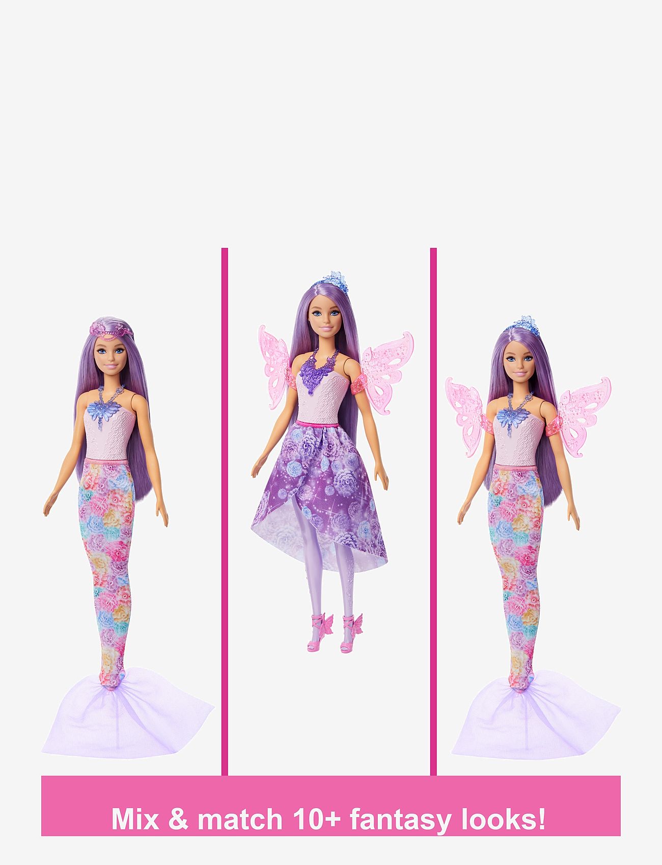 Barbie - Doll Fantasy Fashion Pack with Accessories Including Mermaid Tail, Fairy Wings, & Necklaces - puppen - multi color - 3