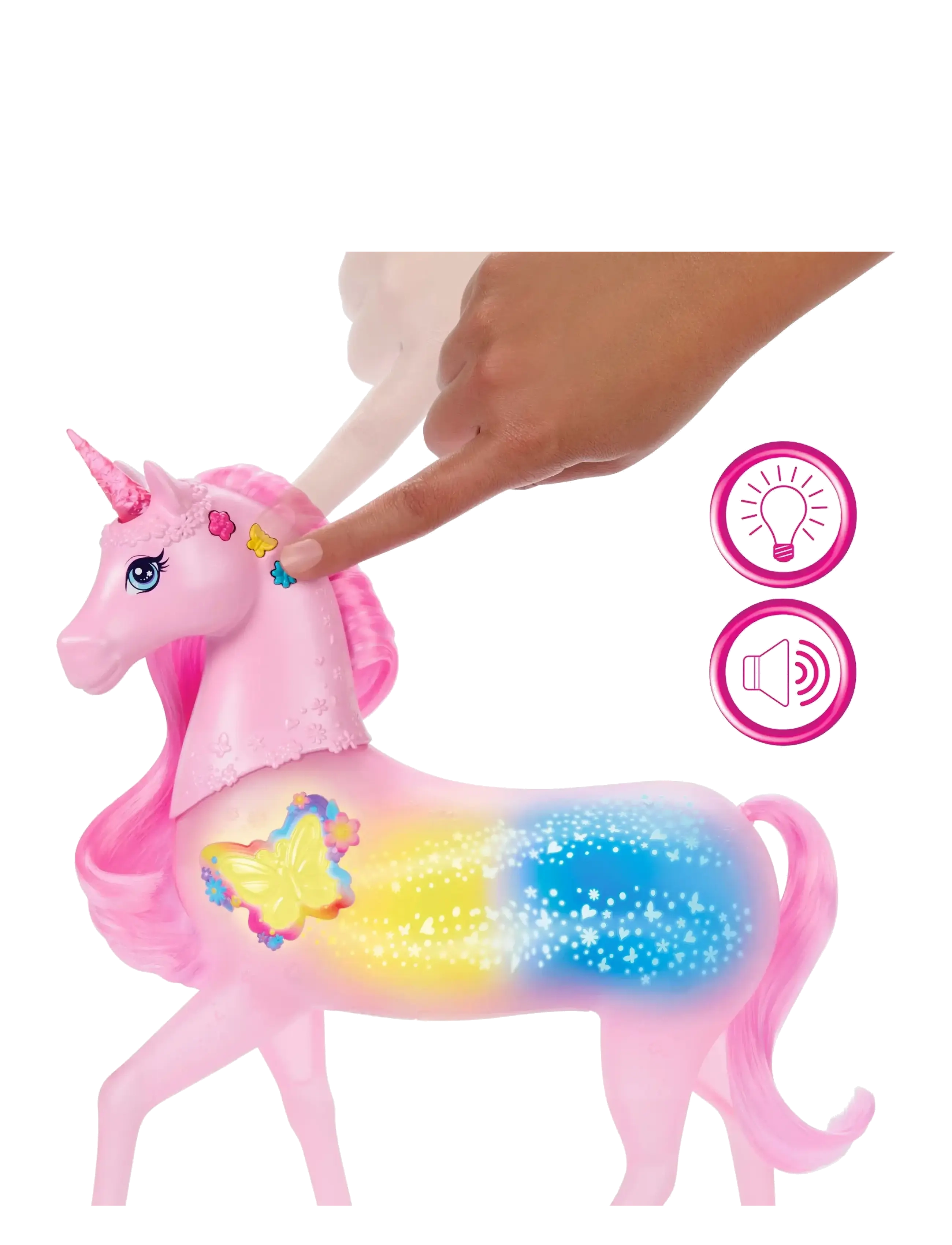 Barbie - Sparkle Lights Toy Unicorn with 20 Interactive Combos of Lights, Sounds & Music - dyr - multi color - 2