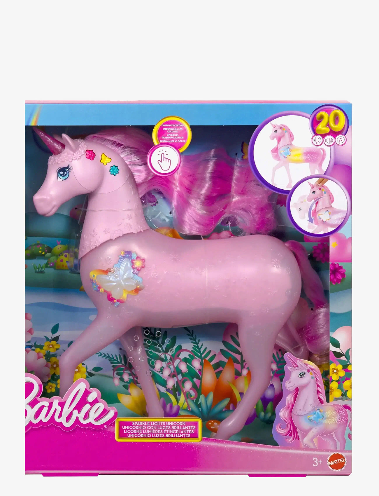 Barbie - Sparkle Lights Toy Unicorn with 20 Interactive Combos of Lights, Sounds & Music - dyr - multi color - 4