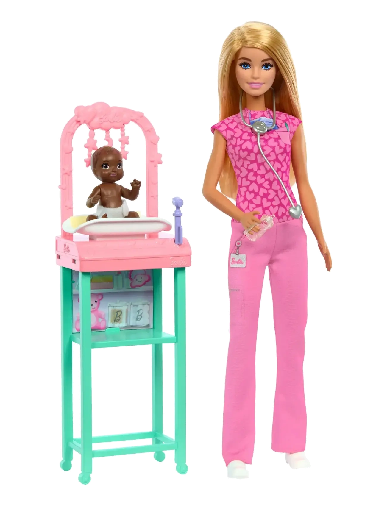 Baby Doctor Doll with Blonde Fashion Doll, 1 Baby Doll, Furniture & Accessories - MULTI COLOR