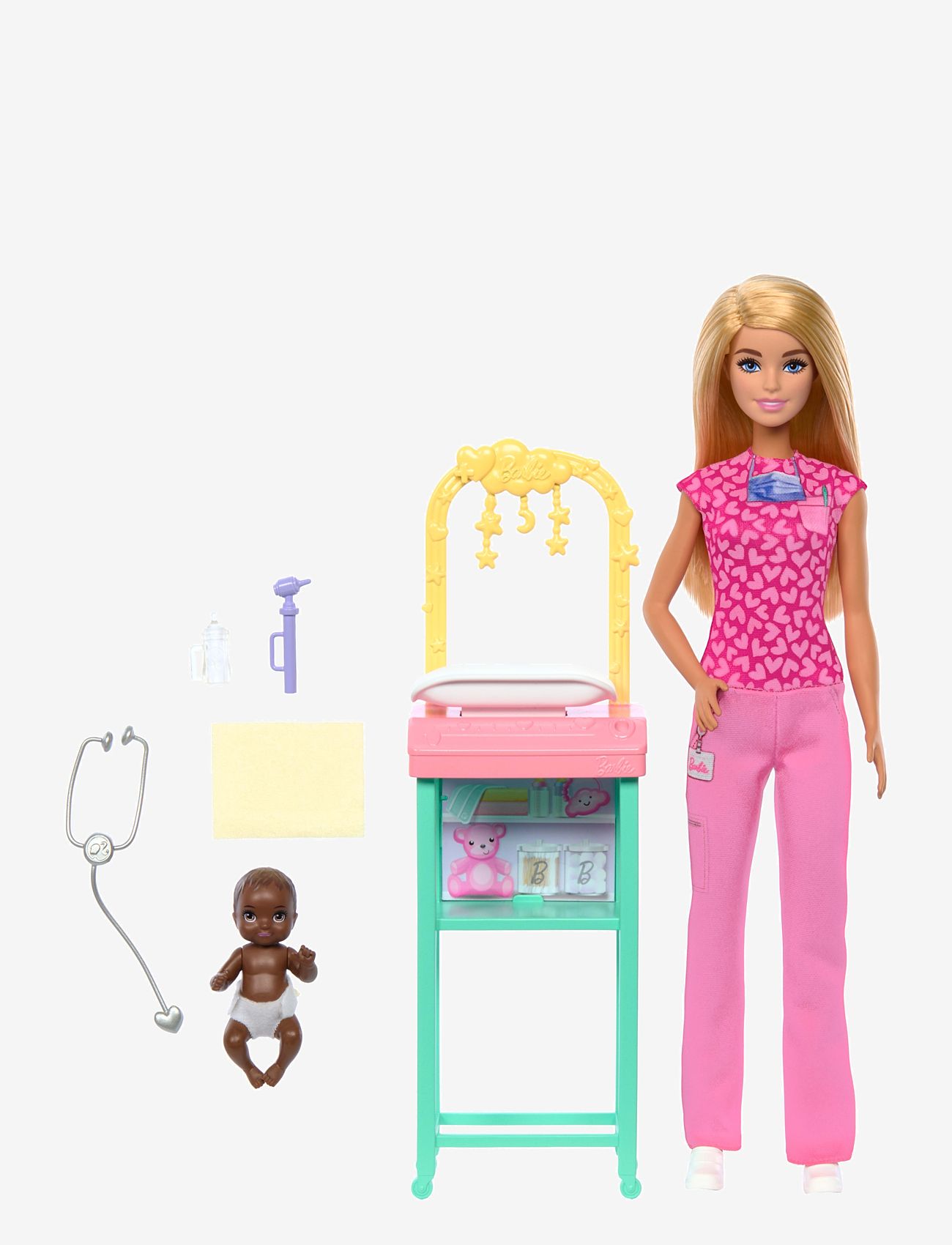 Barbie - Baby Doctor Doll with Blonde Fashion Doll, 1 Baby Doll, Furniture & Accessories - dockor - multi color - 2
