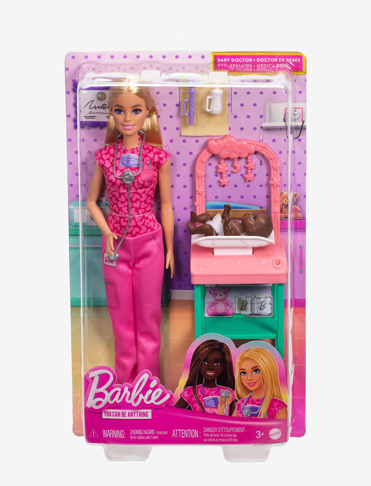 Barbie - Baby Doctor Doll with Blonde Fashion Doll, 1 Baby Doll, Furniture & Accessories - dockor - multi color - 3