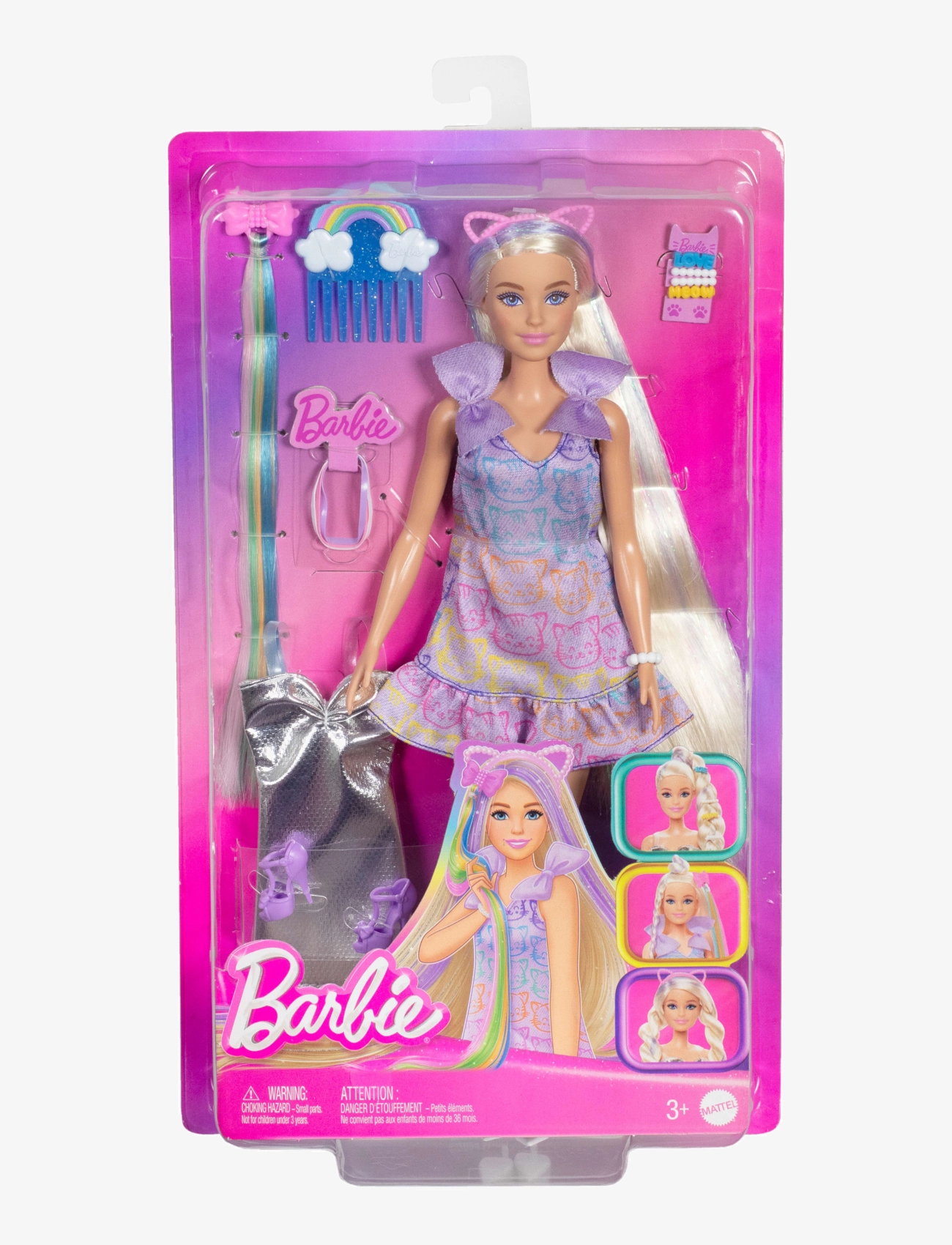 Barbie - Fun & Fancy Doll & Accessories, Blonde Fashion Doll with Extra-Long Hair & 2 Looks - dockor - multi color - 5