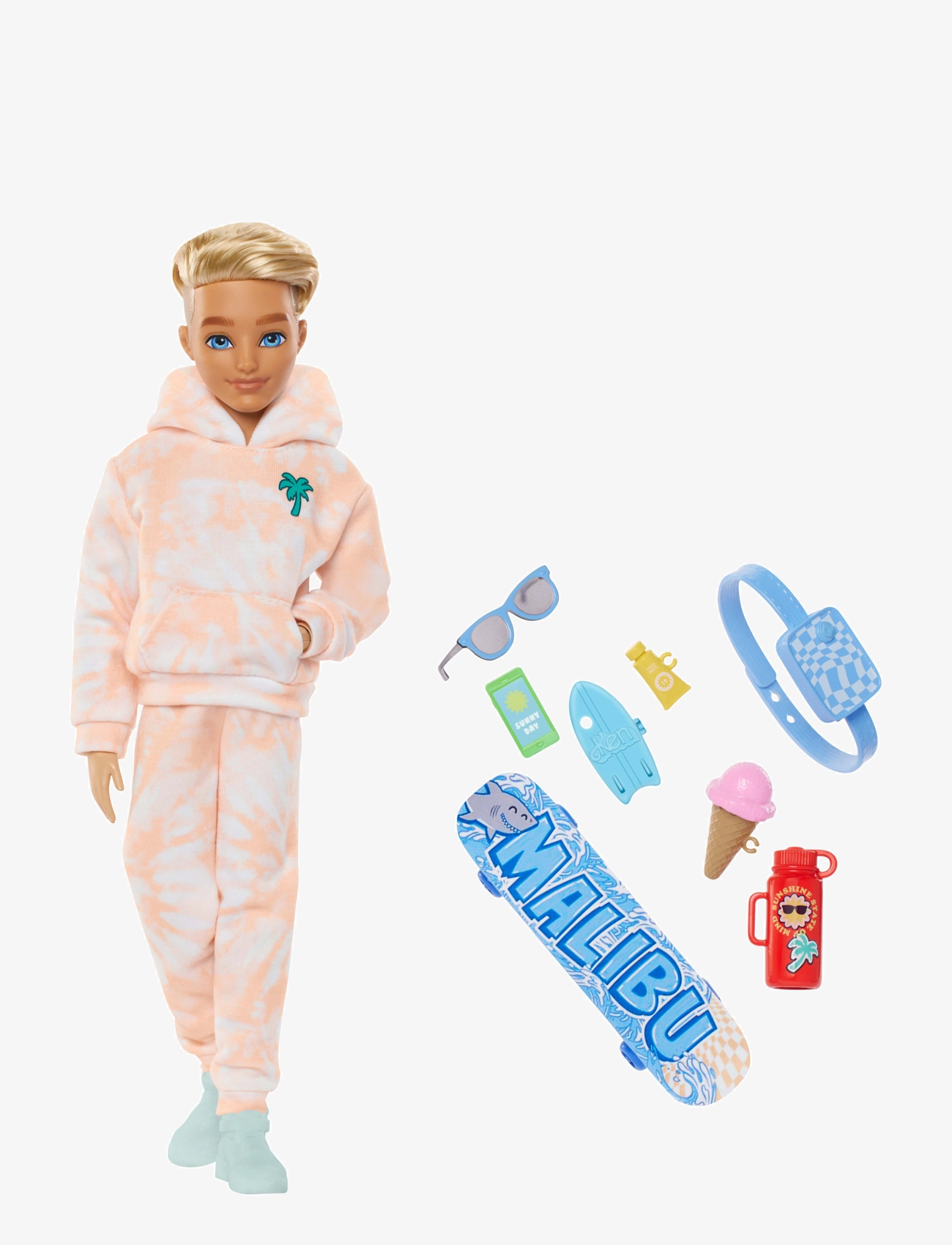 Barbie - Dream Besties Ken Fashion Doll with 9 Summer & Skateboard Themed Accessories - puppen - multi color - 3