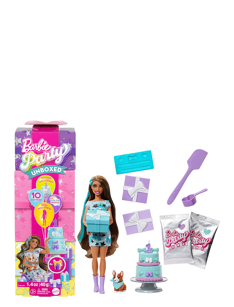 Barbie - Party Unboxed Pet Birthday Series Doll & Accessories, Party Stars Set with 10 Surprises - puppen - multi color - 1