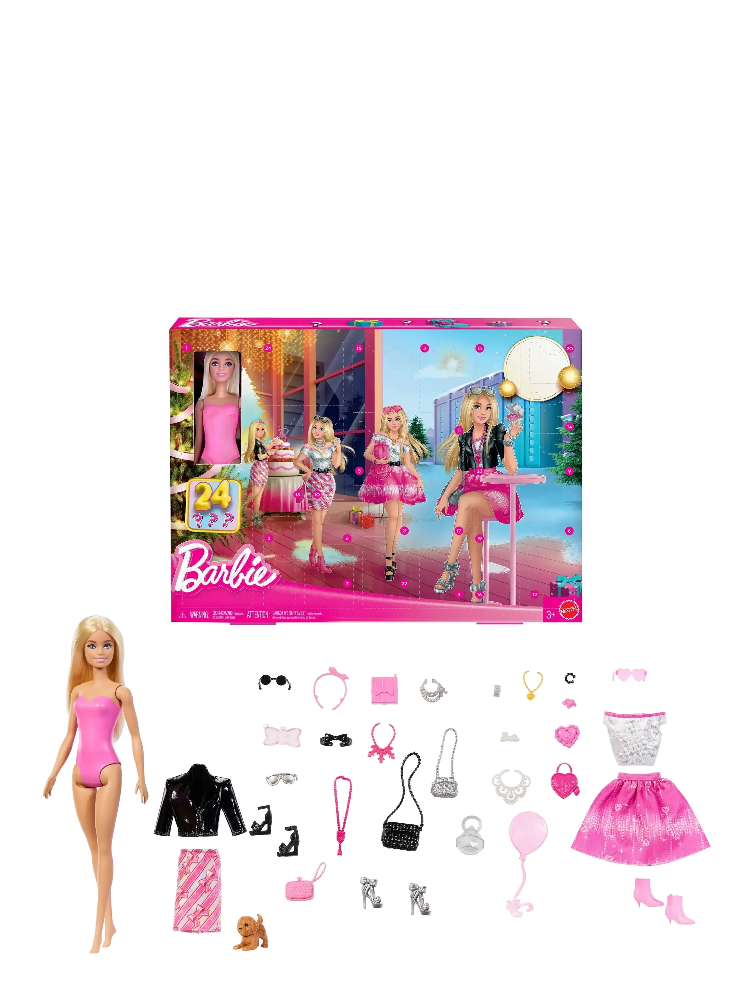 Barbie Fashion Doll Holiday Advent Calendar With 24 Clothing And Accessory Surprises, One Size, Dolls & Accessories, Rosa - Dolls, Kinder