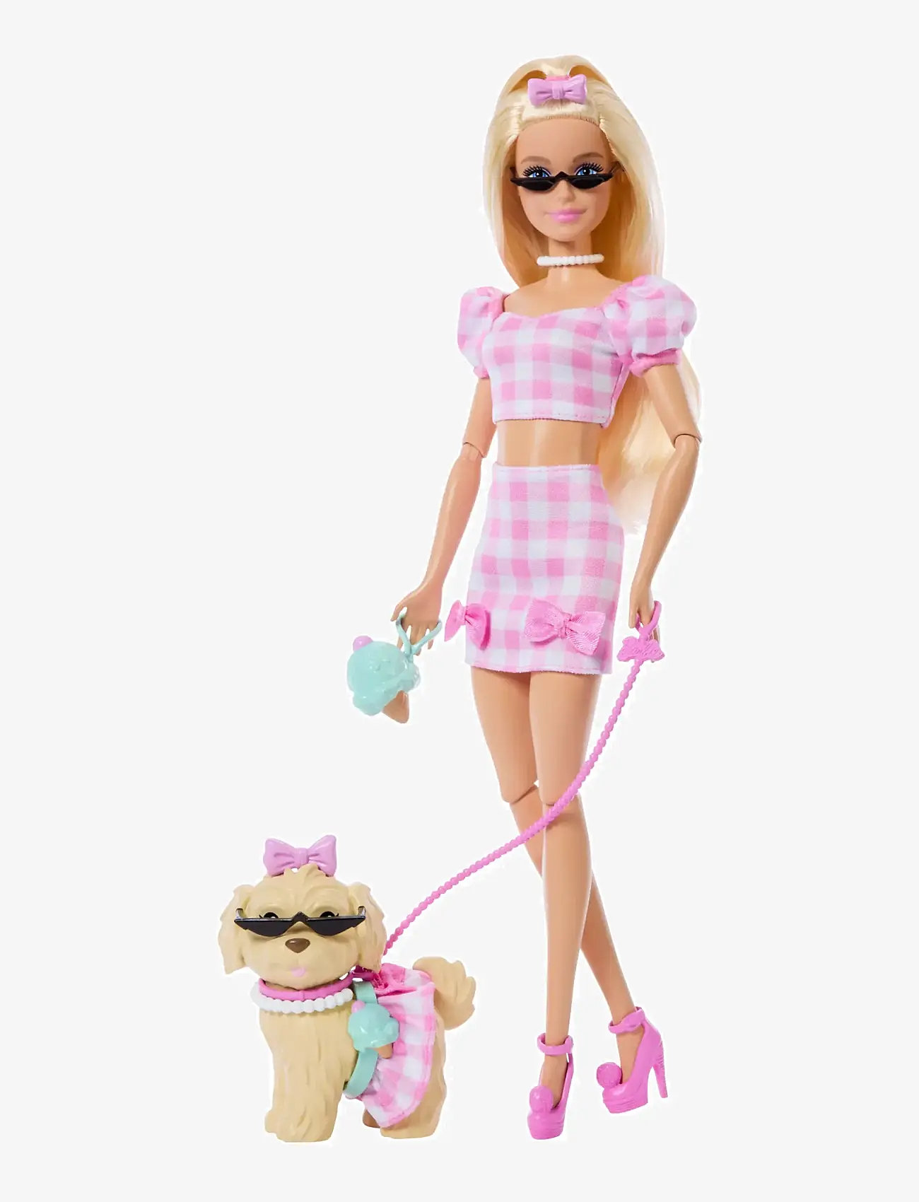 Barbie - Twinning Looks Fashion Doll with Pet Dog, Matching Pink Clothes & Accessories, Blonde - dolls - multi color - 1