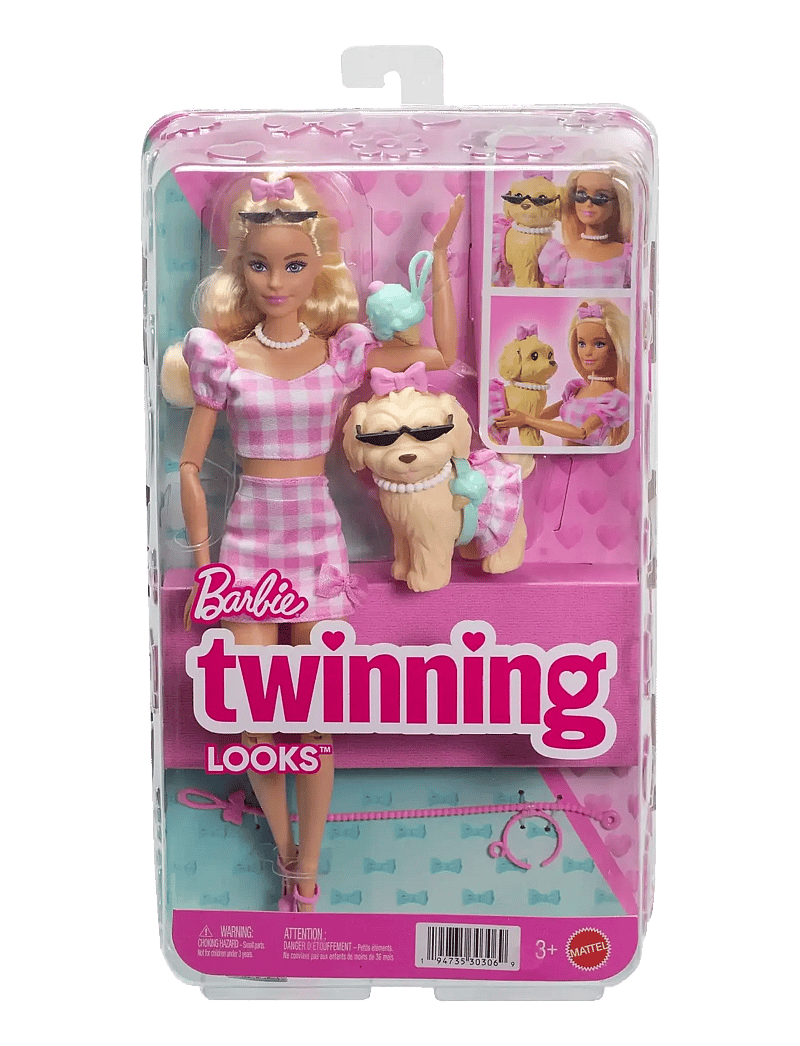 Barbie - Twinning Looks Fashion Doll with Pet Dog, Matching Pink Clothes & Accessories, Blonde - puppen - multi color - 4