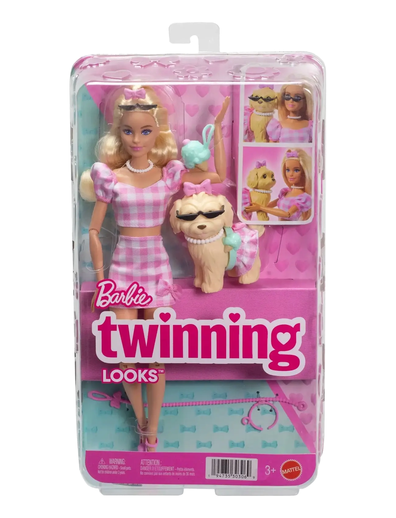 Barbie - Twinning Looks Fashion Doll with Pet Dog, Matching Pink Clothes & Accessories, Blonde - puppen - multi color - 4